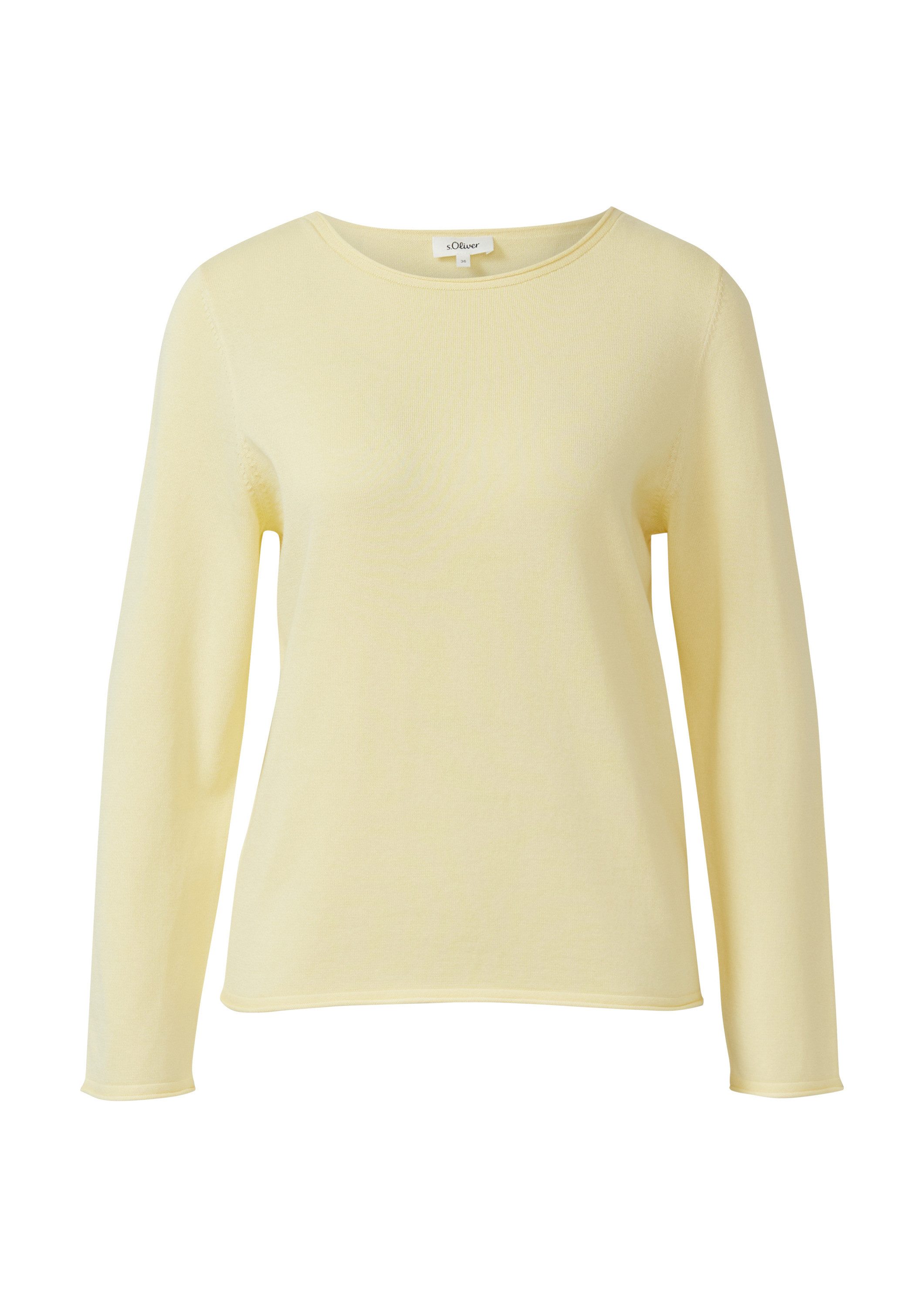 s.Oliver Longpullover Strickpullover Feinstrickpullover mit Rollkanten