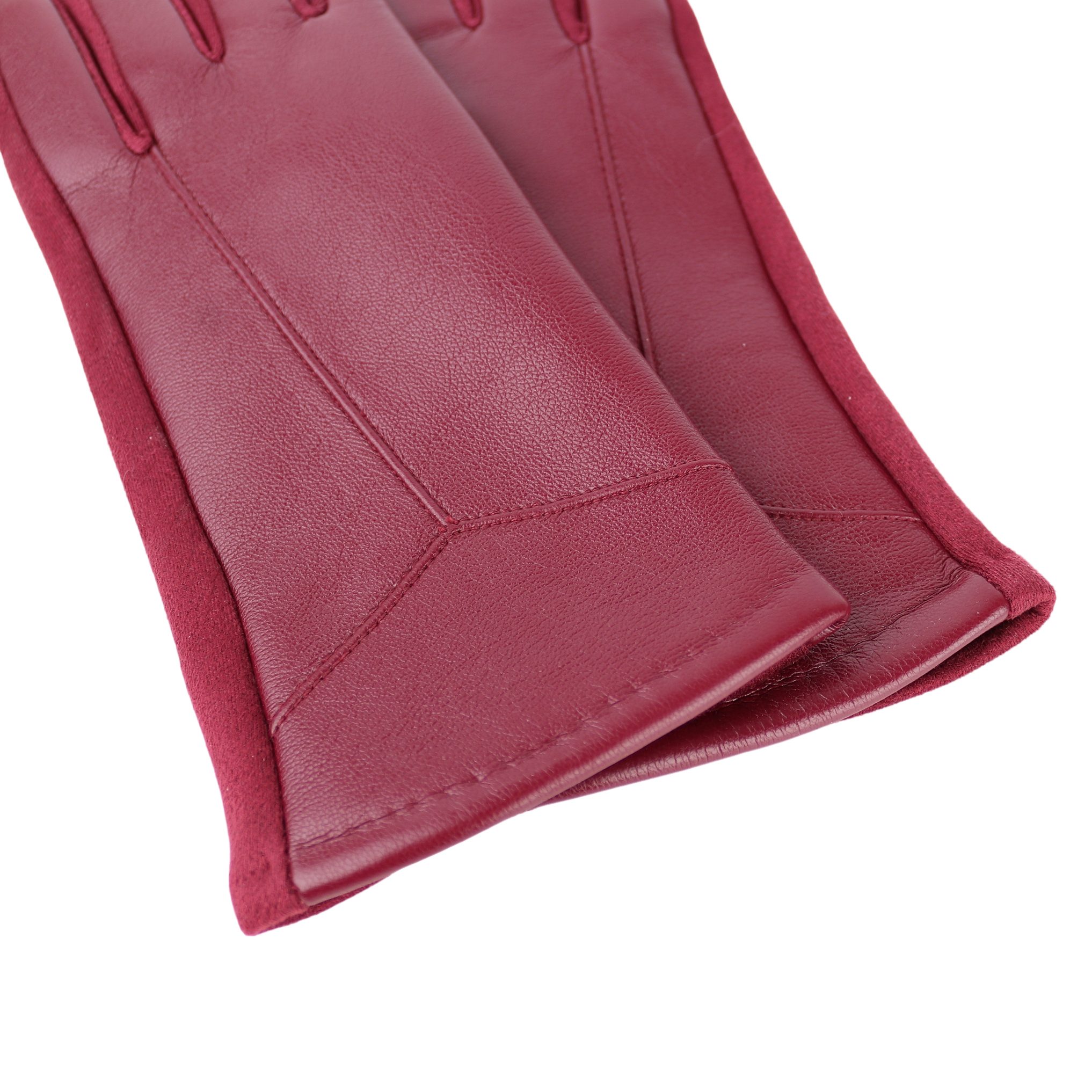 ONESIZE weich Bordeaux für MIRROSI warm Lederhandschuhe Veganleder ideal Herbst sehr Handschuhe und Winter Touchscreen aus Warm gefüttert Damen oder