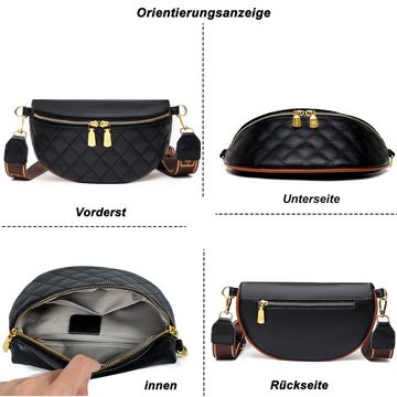 TAN.TOMI Bauchtasche Bauchtasche Damen Stylisch Umhängetasche Crossbody Bag Gürteltasche, Damen Breiter Gurt Leder, ​Geschenke für Frauen in schlichter Optik