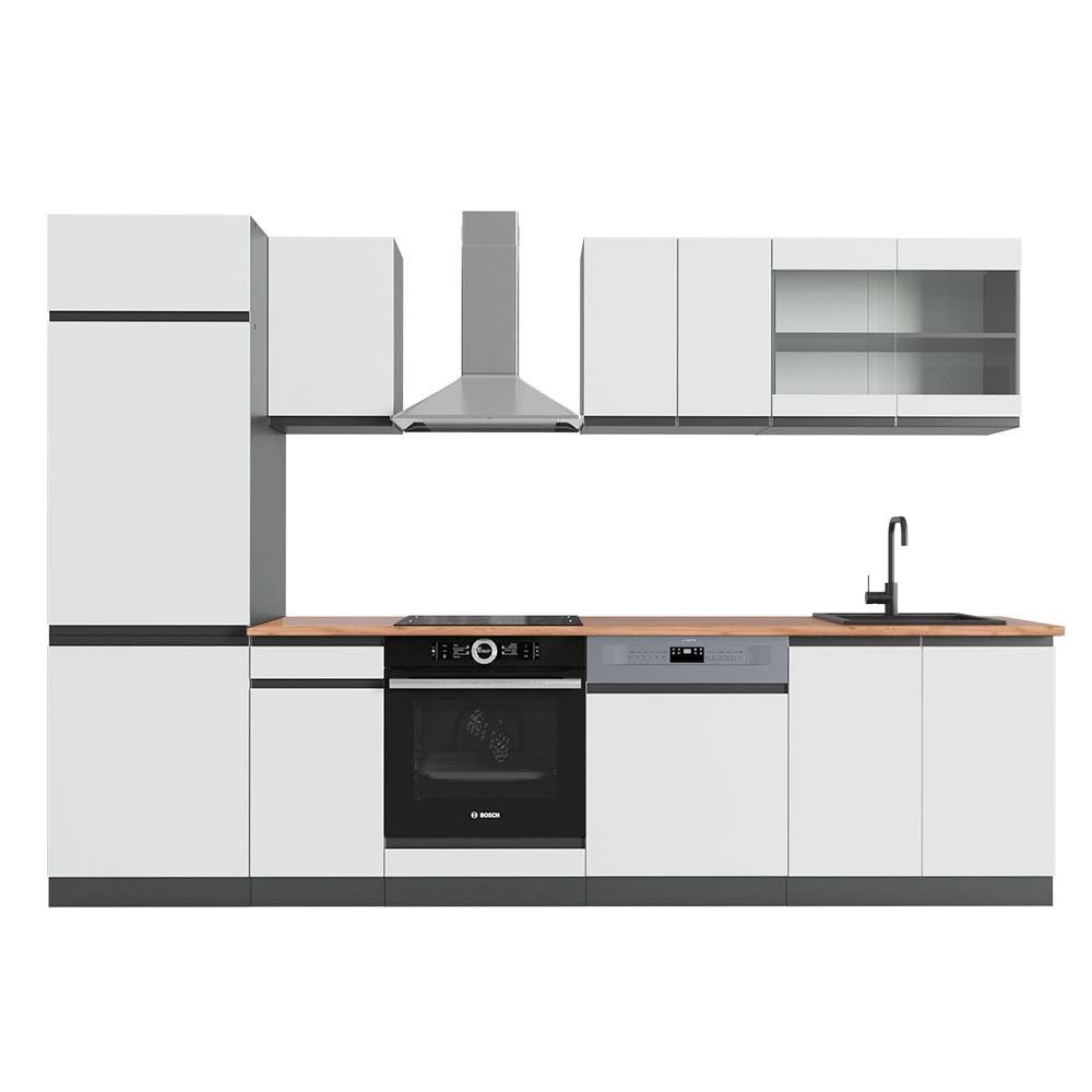 Vicco Küchenzeile R-Line, Weiß/Anthrazit, 300 cm, günstig online kaufen