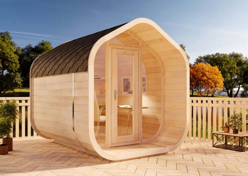 Alpholz Gartenhaus Holz ScandiCube Wave Comfort, BxT: 234x286 cm, in Naturbelassen Inkl. Fußboden mit 42mm Wandstärke