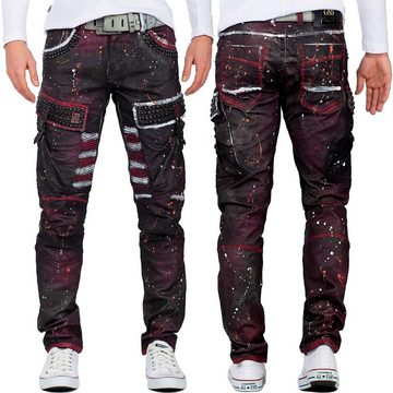 Cipo & Baxx 5-Pocket-Jeans Biker Hose BA-CD636 mit Nieten und Seitentaschen