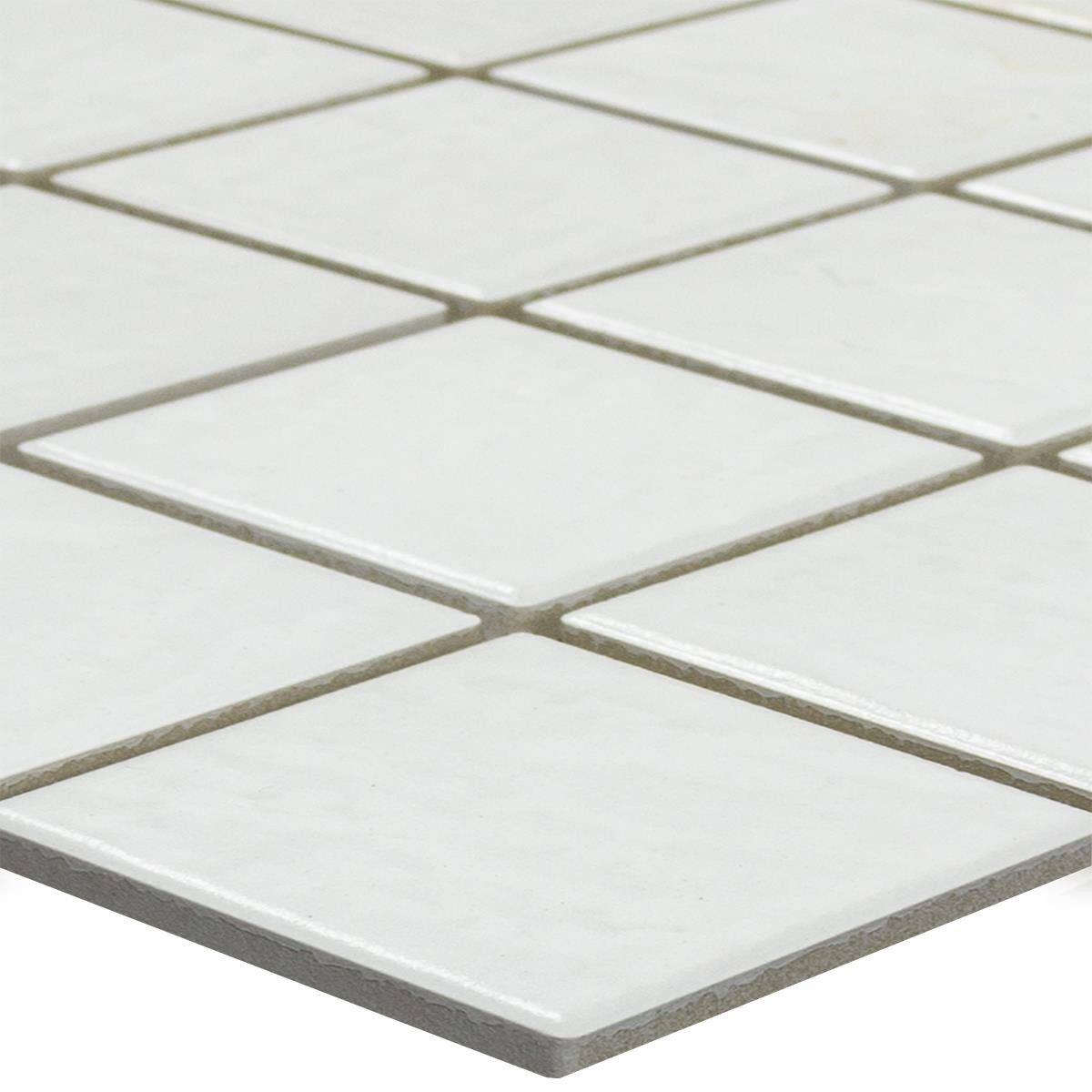 Mosafil Mosaikfliesen Keramikmosaik Fliesen Palazzia, Keramik 29.700x29.700, weiß, Verlegefertig auf ein Netz geklebt - Frostsicher - Wasserdicht -