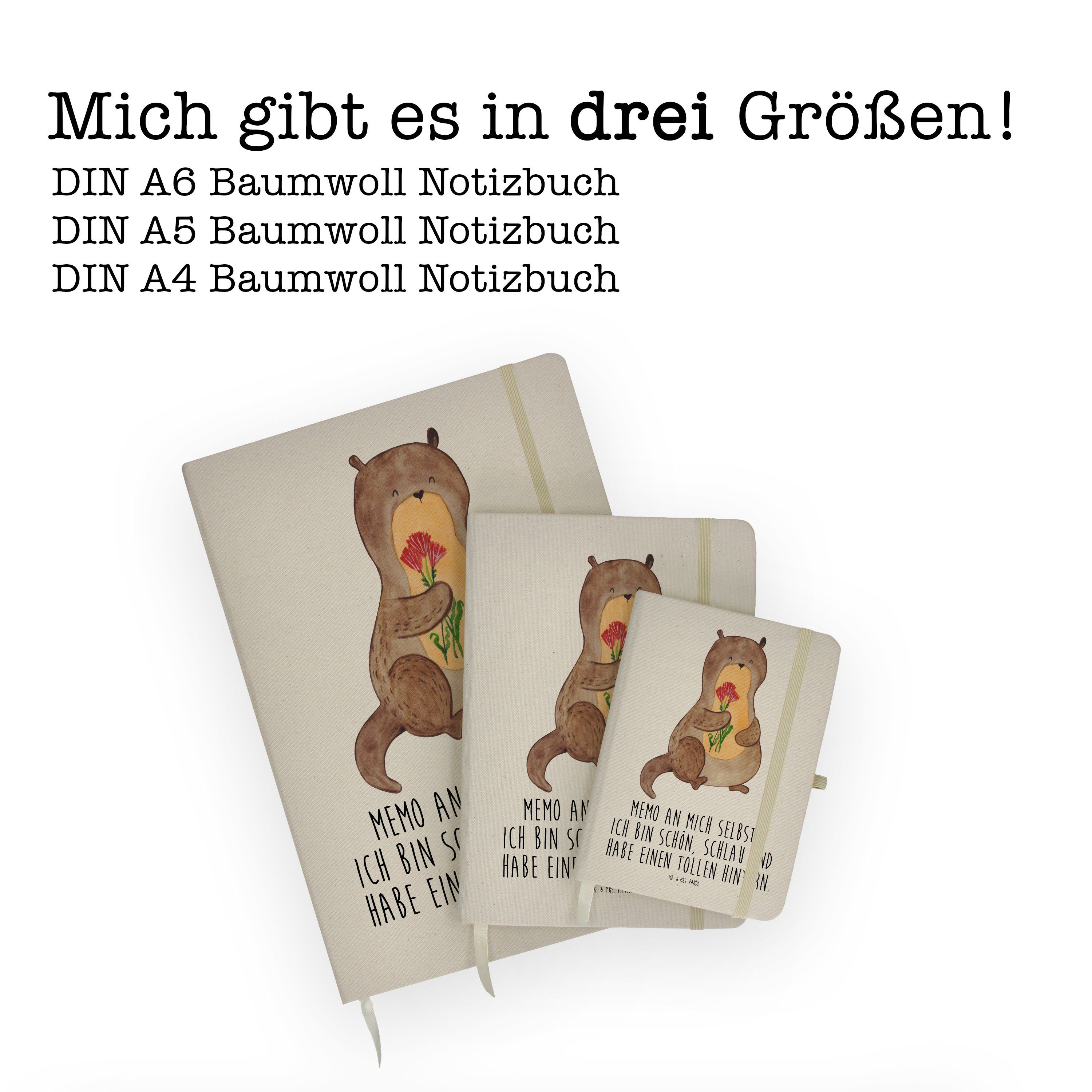 Mr. & Mrs. Panda Transparent Blumenstrauß Mrs. Seeotter, Otter - Geschenk, Eintragebuch, Mr. Panda & - Notizbuch