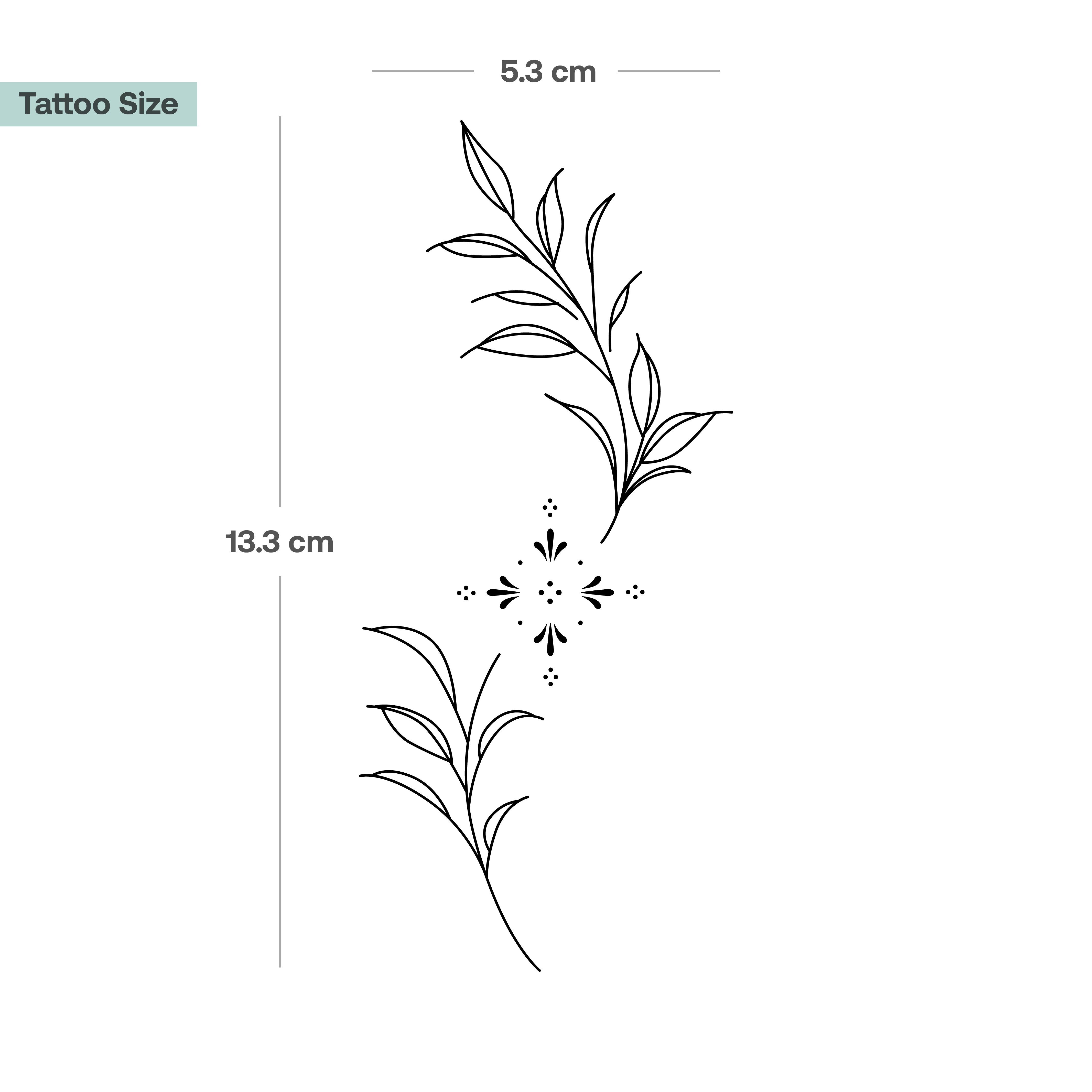 Inkster Schmuck-Tattoo Großes florales Ornament Tattoo, wasserfestes temporäres Tattoo, 2 Wochen Halt