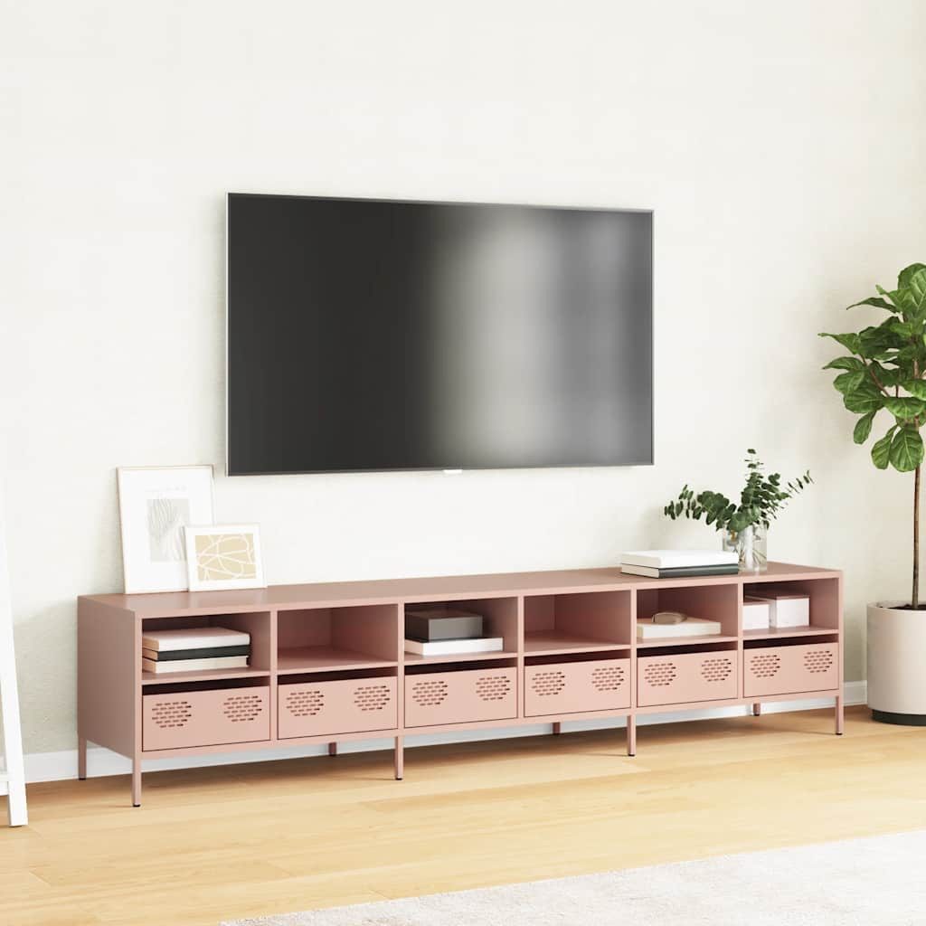 vidaXL TV-Schrank TV-Schrank Rosa 202x39x43,5 cm Kaltgewalzter Stahl (1-St)