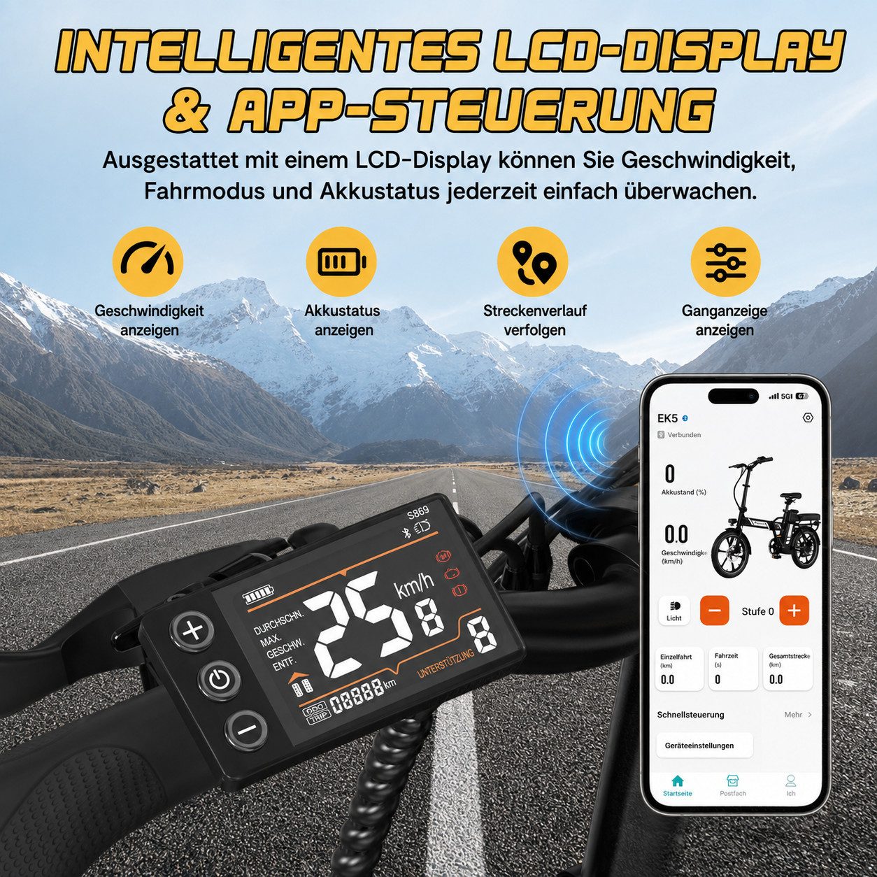 EVERCROSS TECH E-Bike EK5 Faltbares E-Fahrrad,Pedelec, 36V 13AH, Heckmotor, 468 Wh, Heckmotor, 15/20/25 KM/H, bis 60km, ebike Herren/Damen – Bild 5 von 5