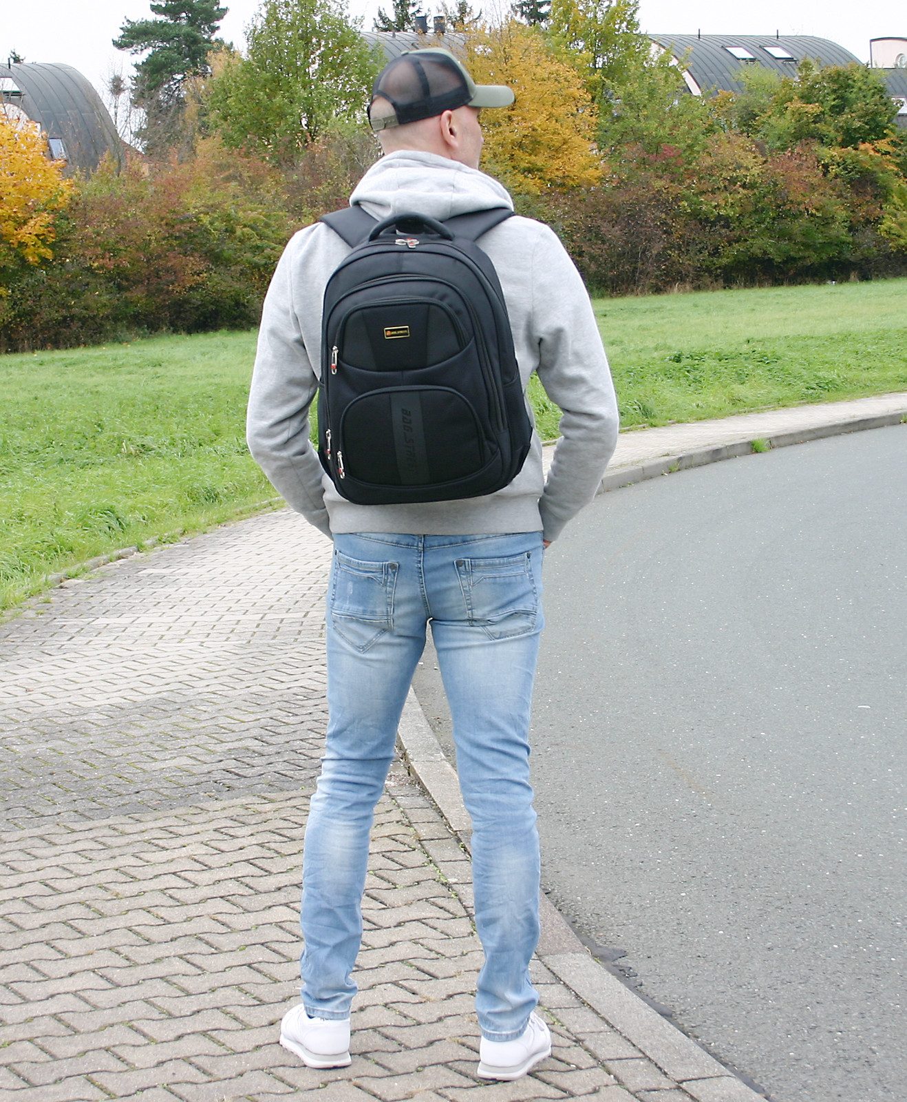 BAG STREET INTERNATIONAL Daypack Großer XXL Business Rucksack 16" Laptopfach gepolstert robust schwarz, Laptop- / Notebookfach