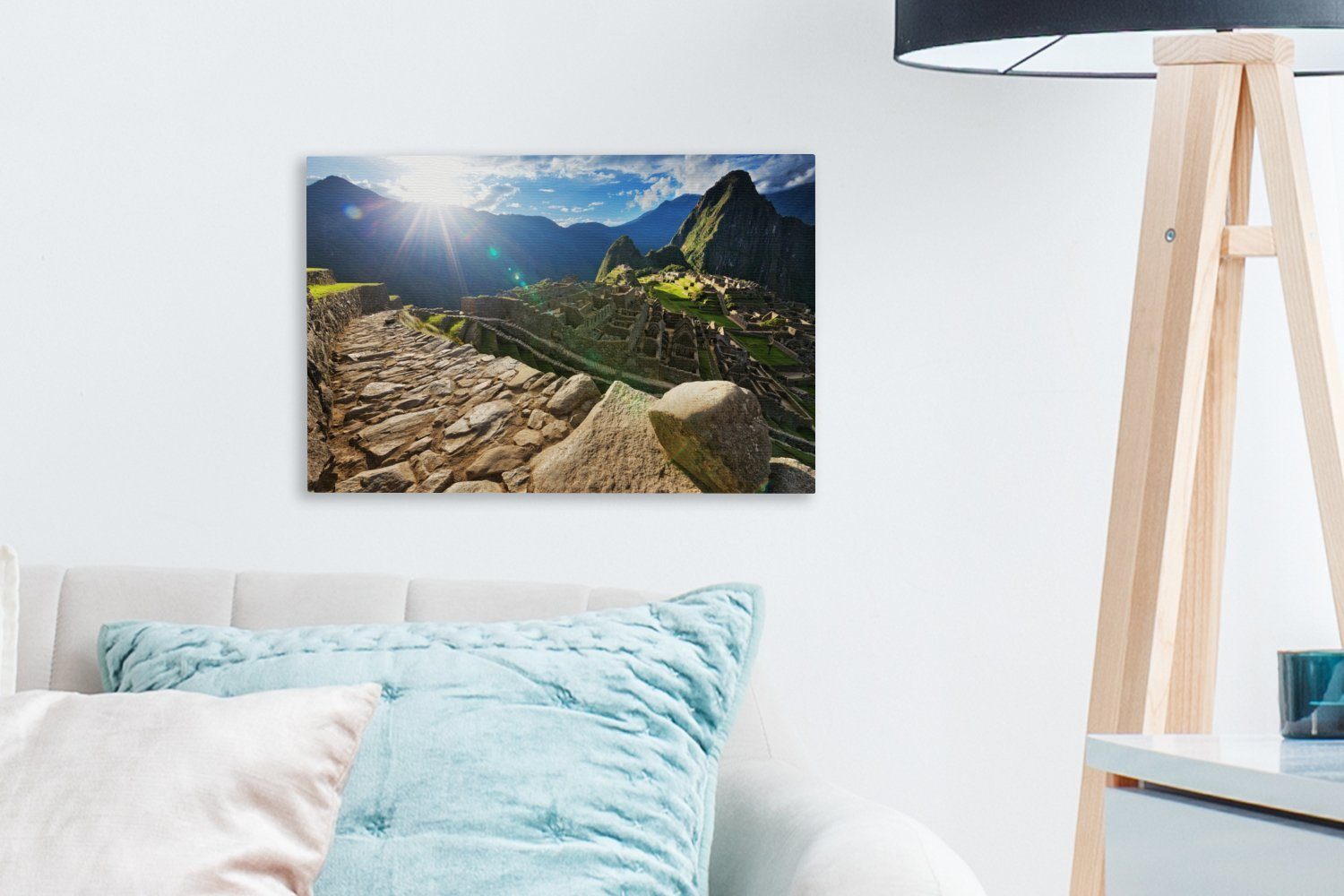 Picchu St), Aufhängefertig, Wandbild Abendsonne OneMillionCanvasses® Leinwandbilder, Peru, über Machu 30x20 Wanddeko, cm Leinwandbild (1