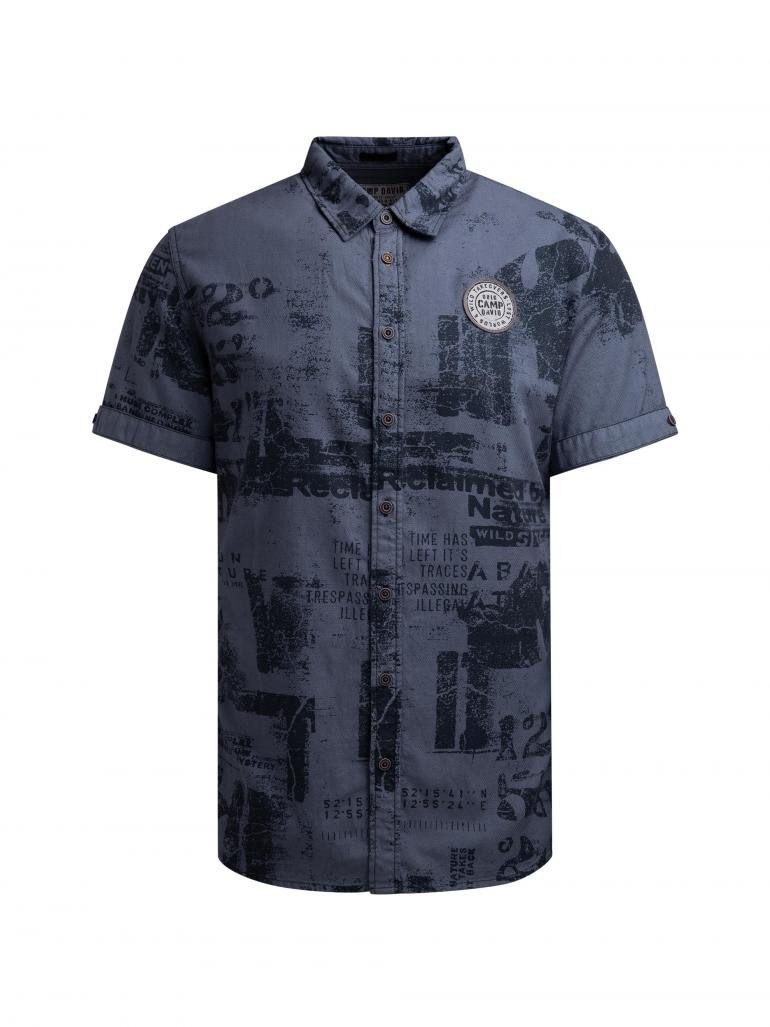 CAMP DAVID Kurzarmhemd mit Webstruktur und All Over Print