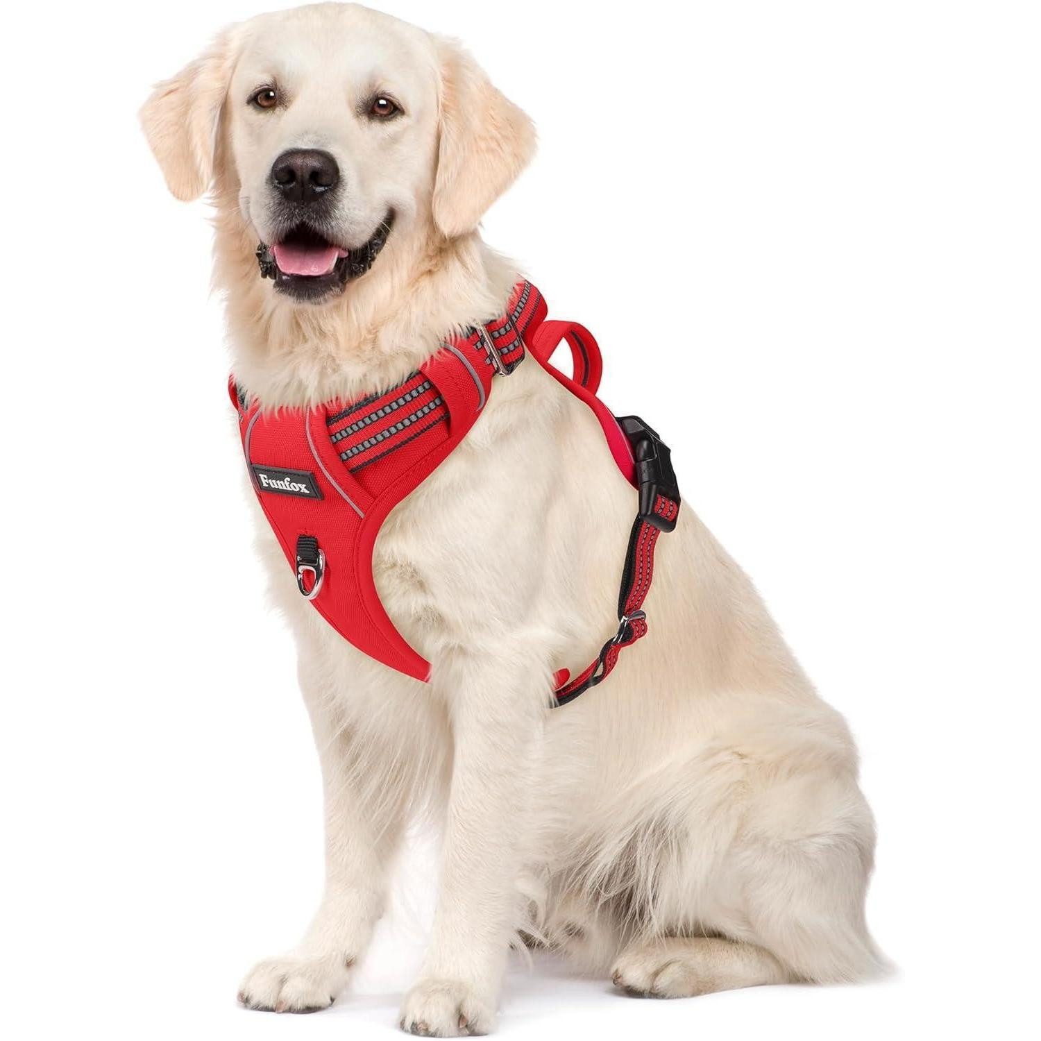 LuxusKollektion Hunde-Sicherheitsgeschirr Hundegeschirr Brustgeschirr No Pull Verstellbar Große Hunde XL Rot