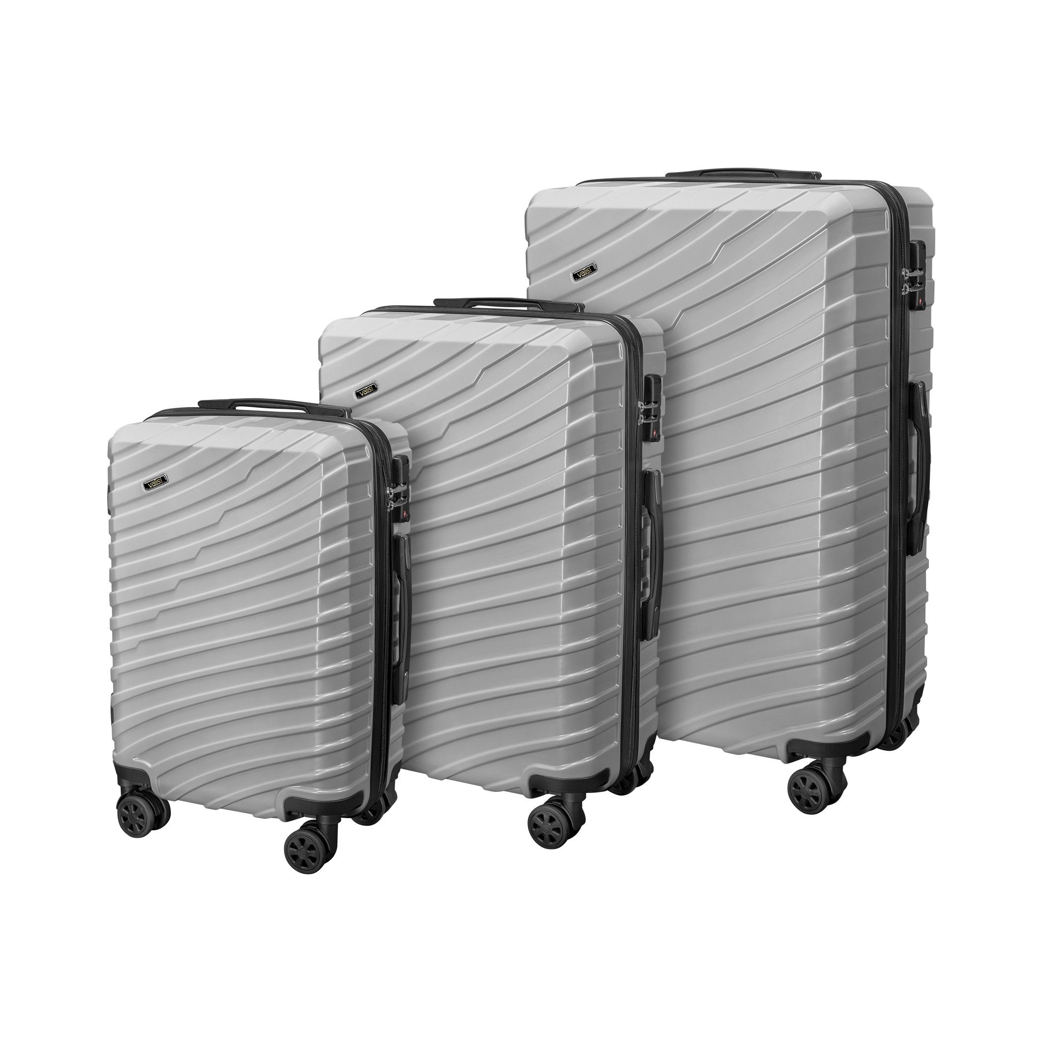 Valis Kofferset Valis 3-teiliges Premium Reisekoffer-Set mit Zahlenschloss Silber