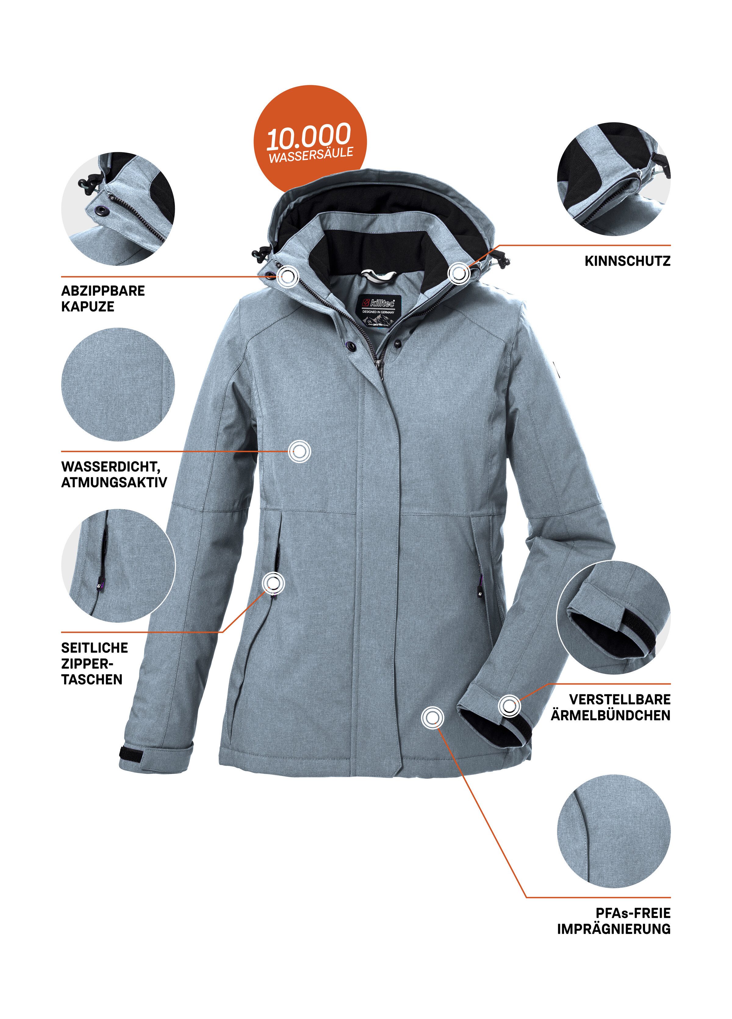 Killtec Outdoorjacke KOW 37 WMN JCKT Wasserdichte Damen Funktionsjacke mit abnehmbarer Kapuze