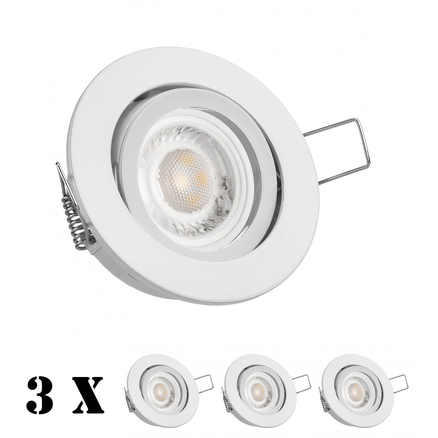 mit flach in weiß von Set extra LED LEDANDO Leuchtmittel LED 3er Einbaustrahler 5W Einbaustrahler