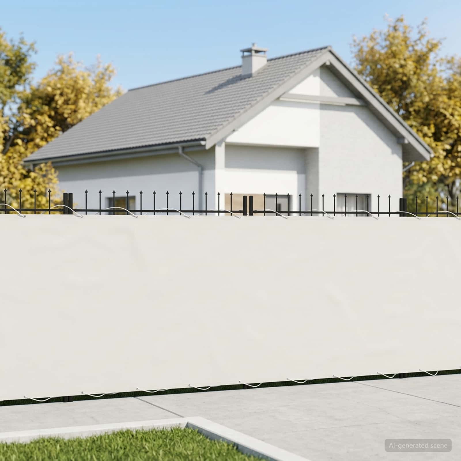 vidaXL Balkonsichtschutz Balkon Sichtschutz 150 x 300 cm Stoff mit PU-Beschichtung Weiß (1-St)