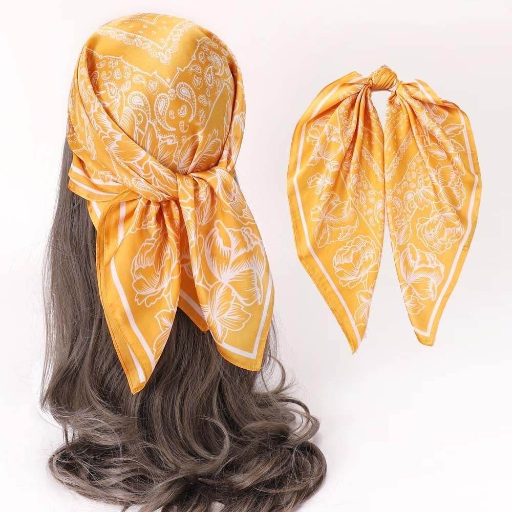 GLAMO Kopftuch Schal Damen Seidenschals Für Frauen Mode Kopftuch 70x70cm Gelb