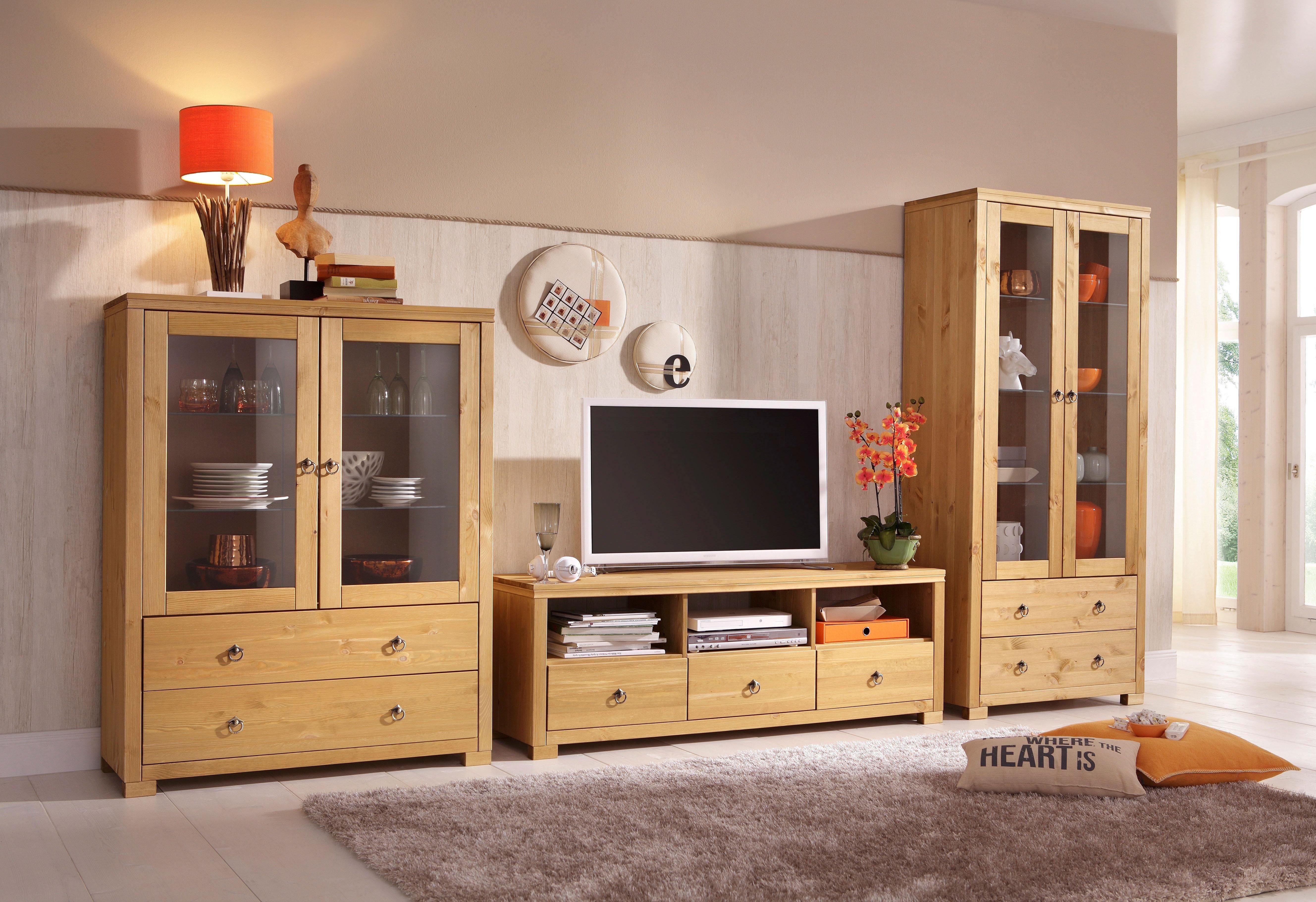 OTTO home Wohnwand Gotland, (Set, 3-St), bestehend aus 1 Highboard, 1 TV-Lowboard und 1 Vitrine