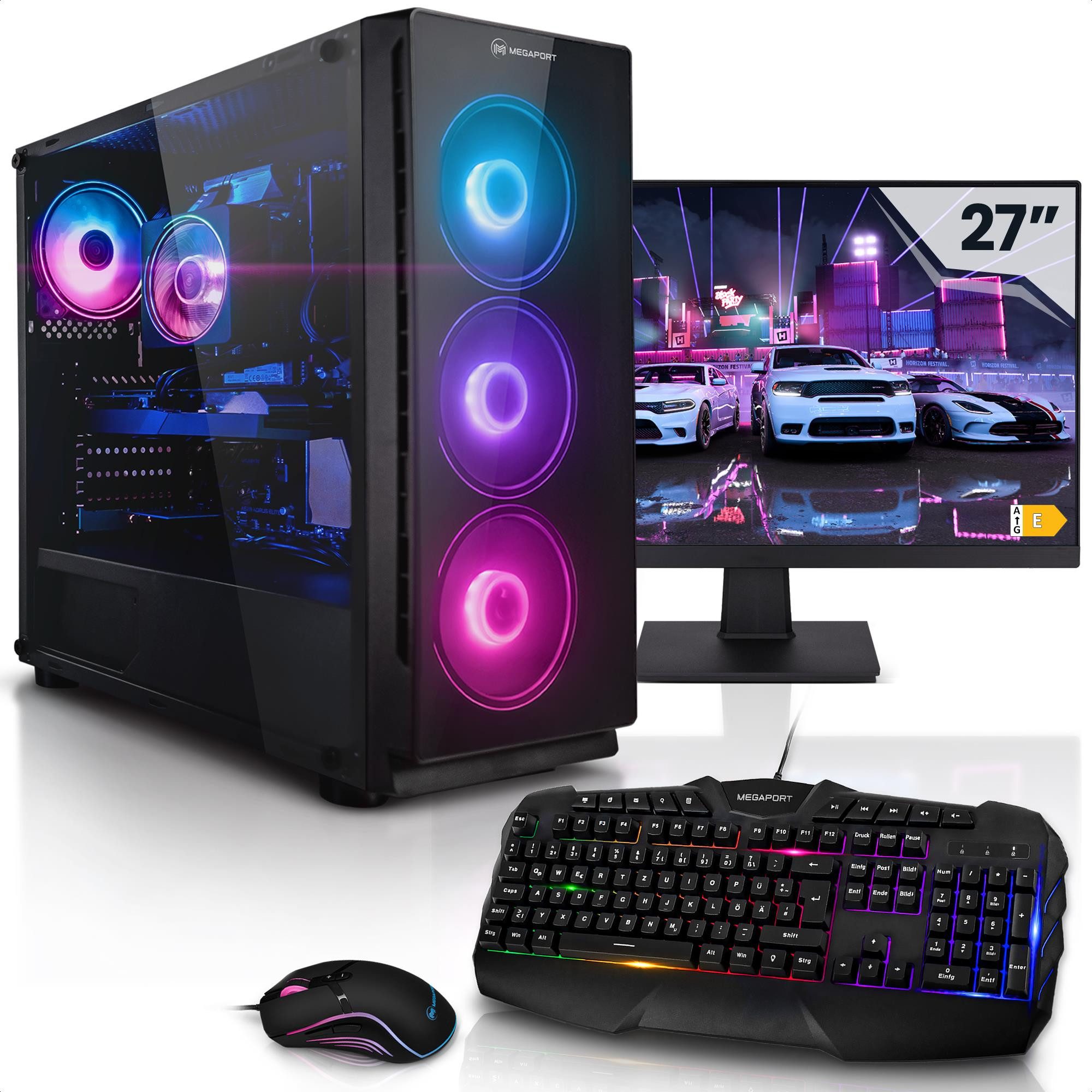 AurumPC PC-Set (27 Zoll, AMD Ryzen 7 5700G, AMD Radeon Vega 8, 32 GB RAM, 1000 GB SSD, Luftkühlung)