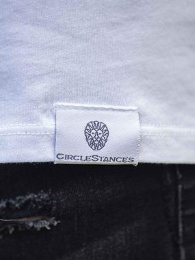 CircleStances T-Shirt Herren T-Shirt Kurzarm Weiß Blau Dunkelblau Geometrischer Panther S-XXL (1-tlg) mit Print
