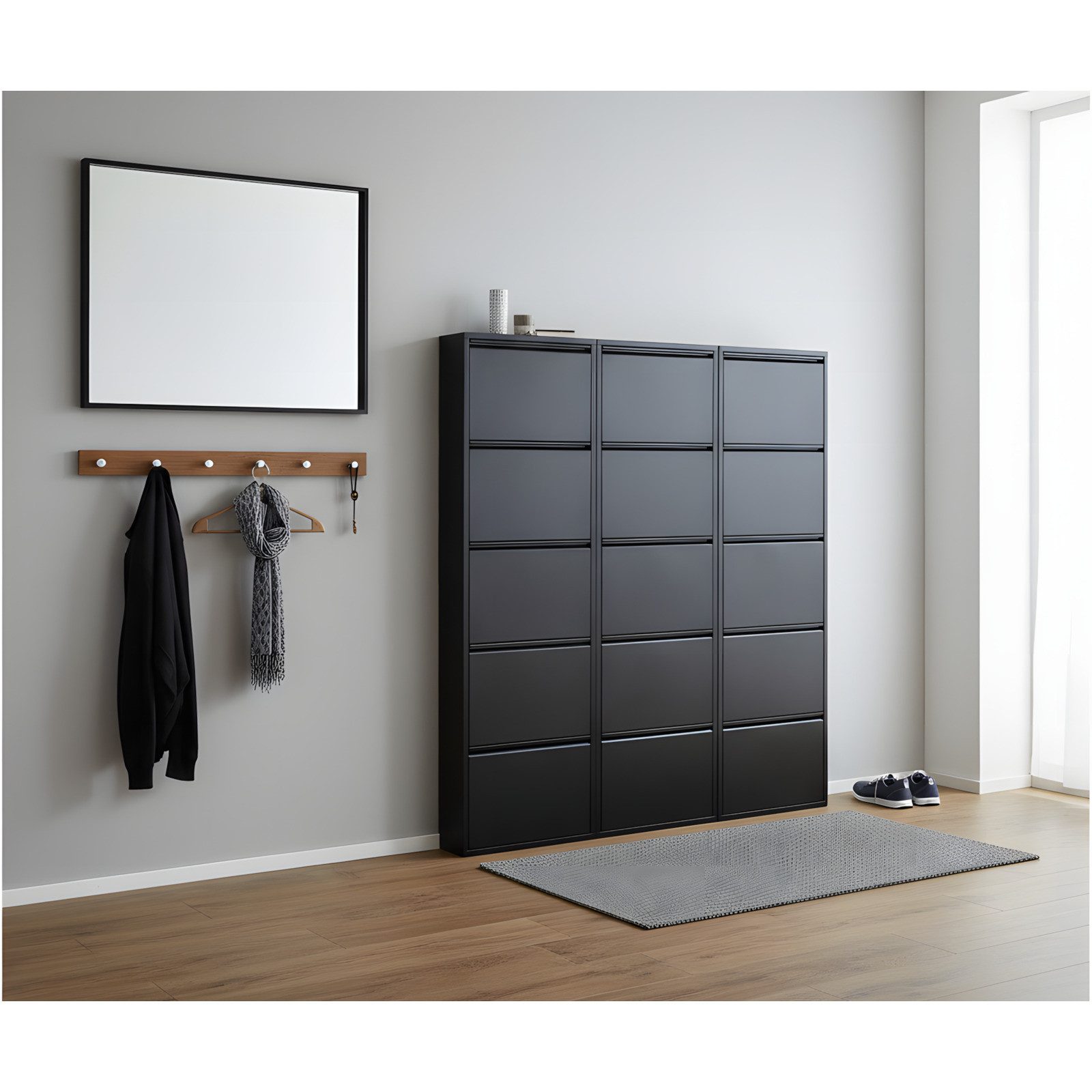 ebuy24 Schuhschrank Pisa Schuhschrank mit 15 Klappen/ Türen in Metall