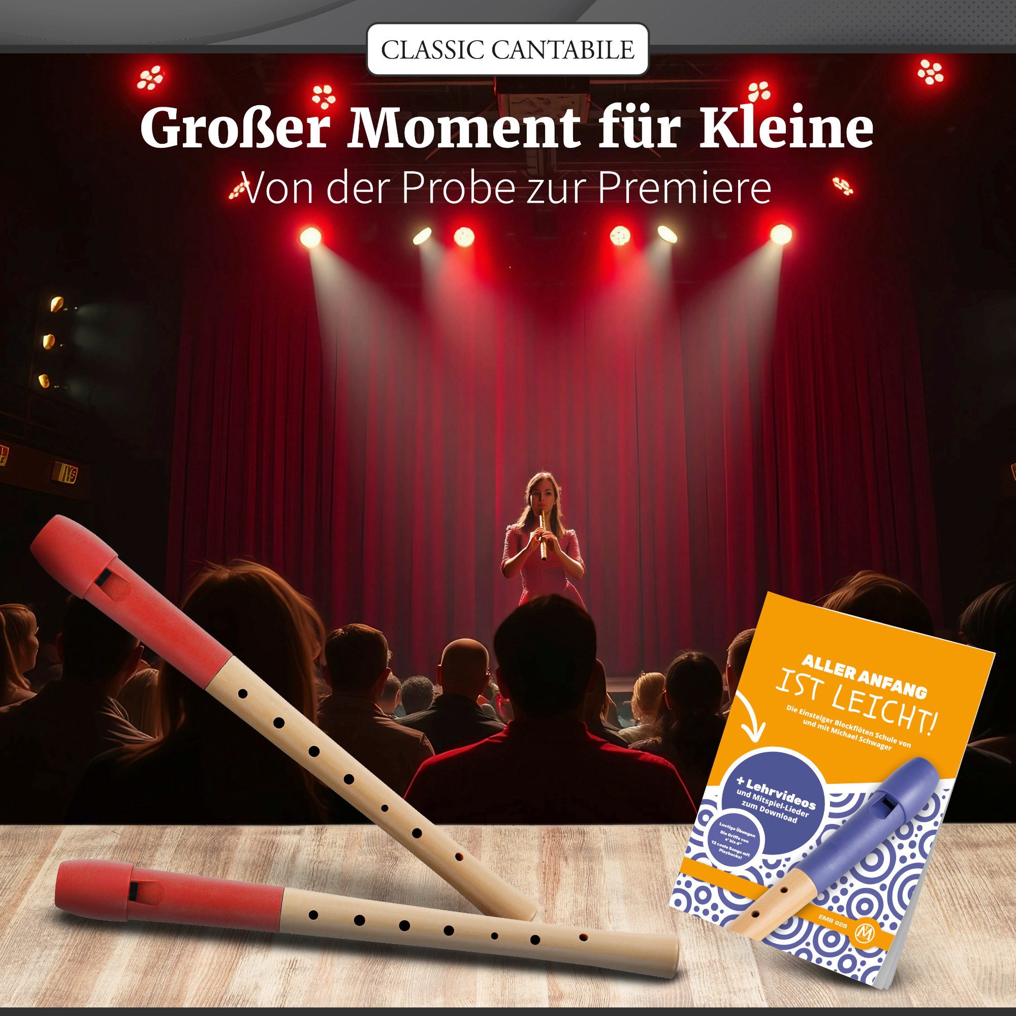Classic Cantabile Blockflöte Pivella C-Sopran Blockflöte - Aus Ahornholz mit Kopf aus Kunststoff Sopran deutsch – Bild 5 von 5
