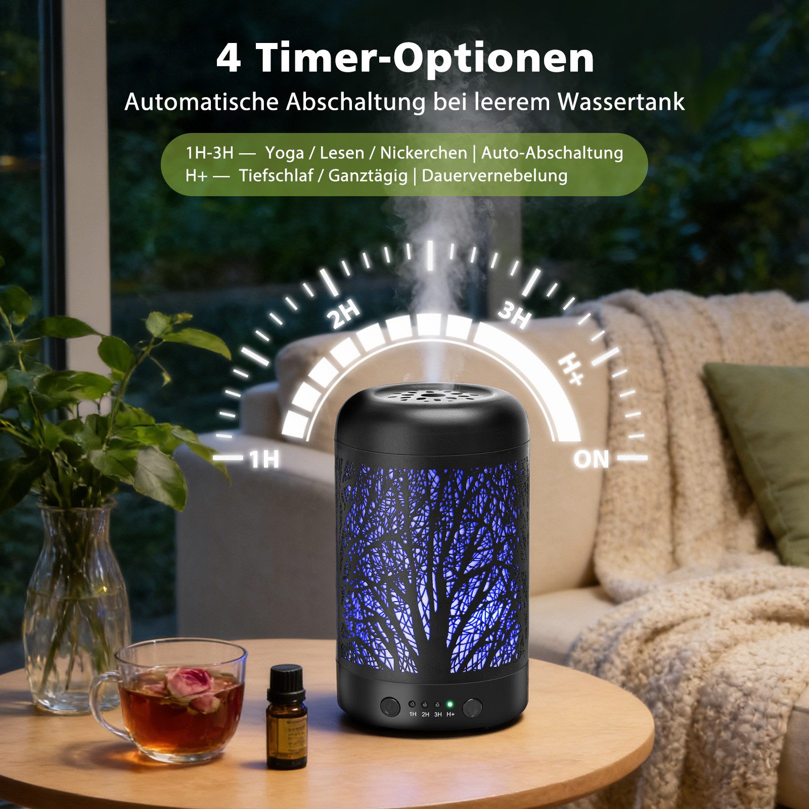 Aigostar Diffuser Aromatherapie Diffusor für ätherische Öle,100 ml Ultraschall-Diffusor, 0,10 l Wassertank, Luftbefeuchter für Schlafzimmer/Büro/Yoga