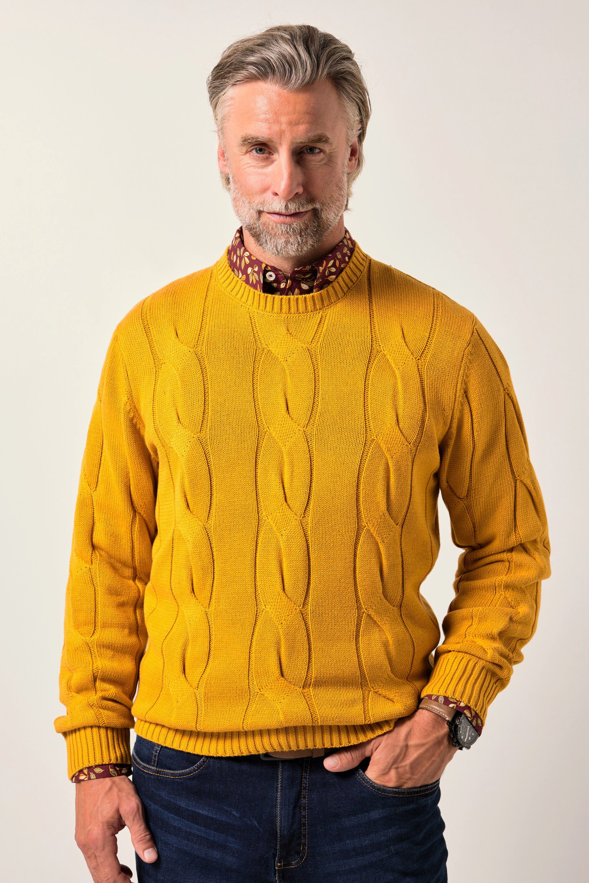 Boston Park Rundhalspullover Boston Park Pullover Zopfstrick Rundhals bis 8 günstig online kaufen