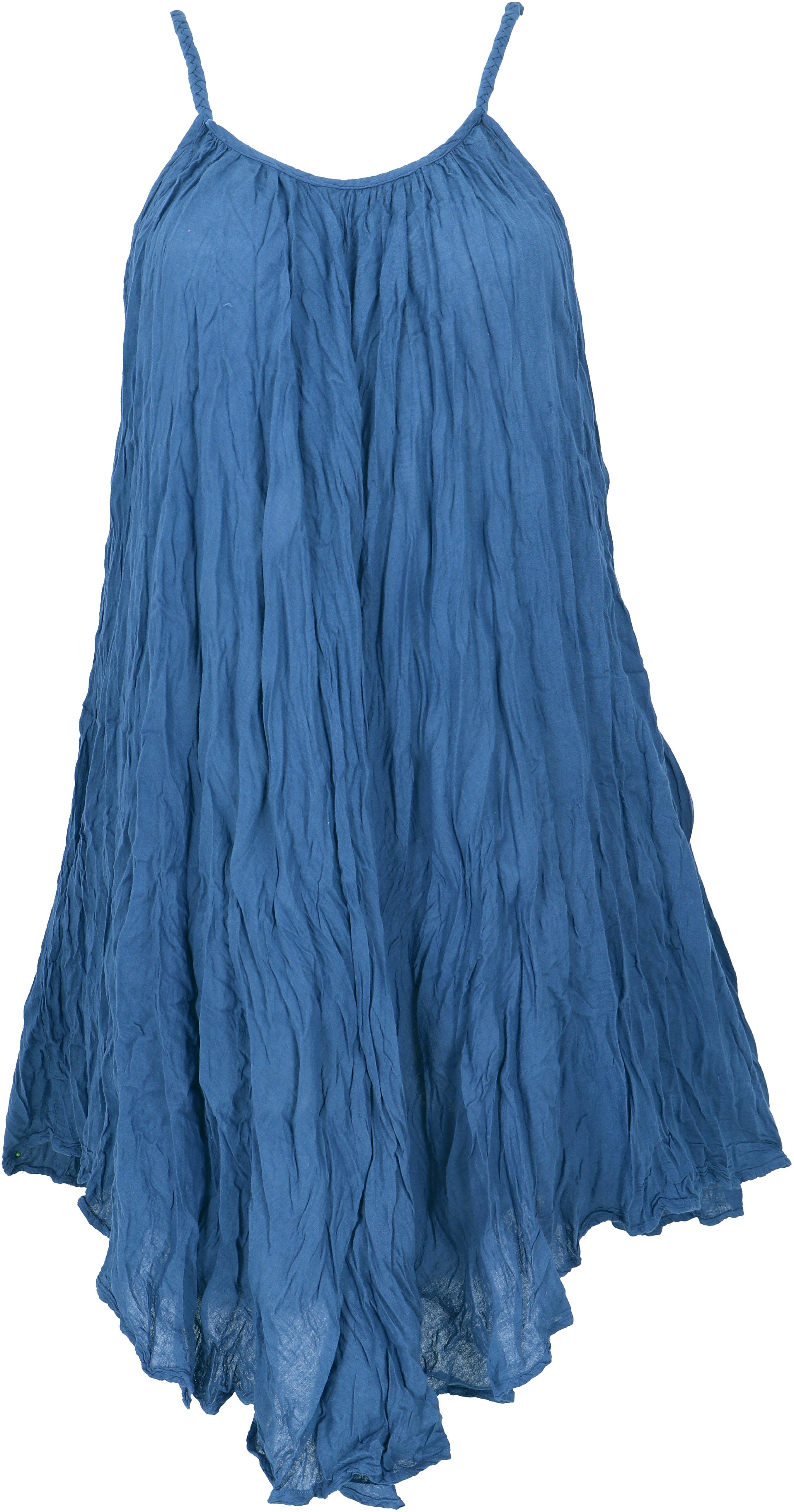Guru-Shop Midikleid Boho Krinkelkleid, Minikleid, Sommerkleid,.. alternative Bekleidung blau