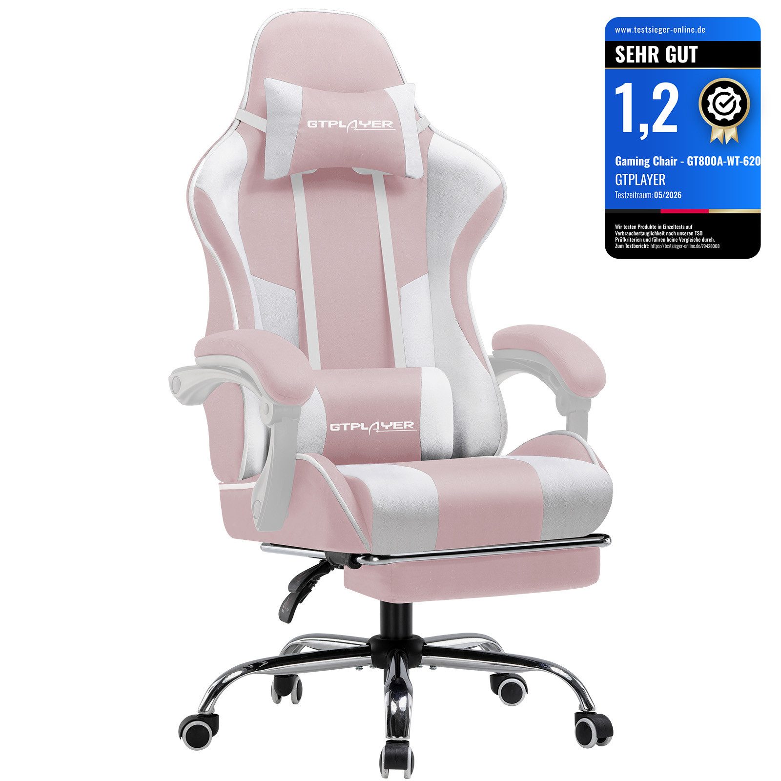 GTPLAYER Gaming-Stuhl Bürostuhl mit Massagefunktion, Fußstütze, Kopfstütze (Packung), Ergonomischer Gamer Stuhl Maximale Belastung 150 kg, 360° drehbar