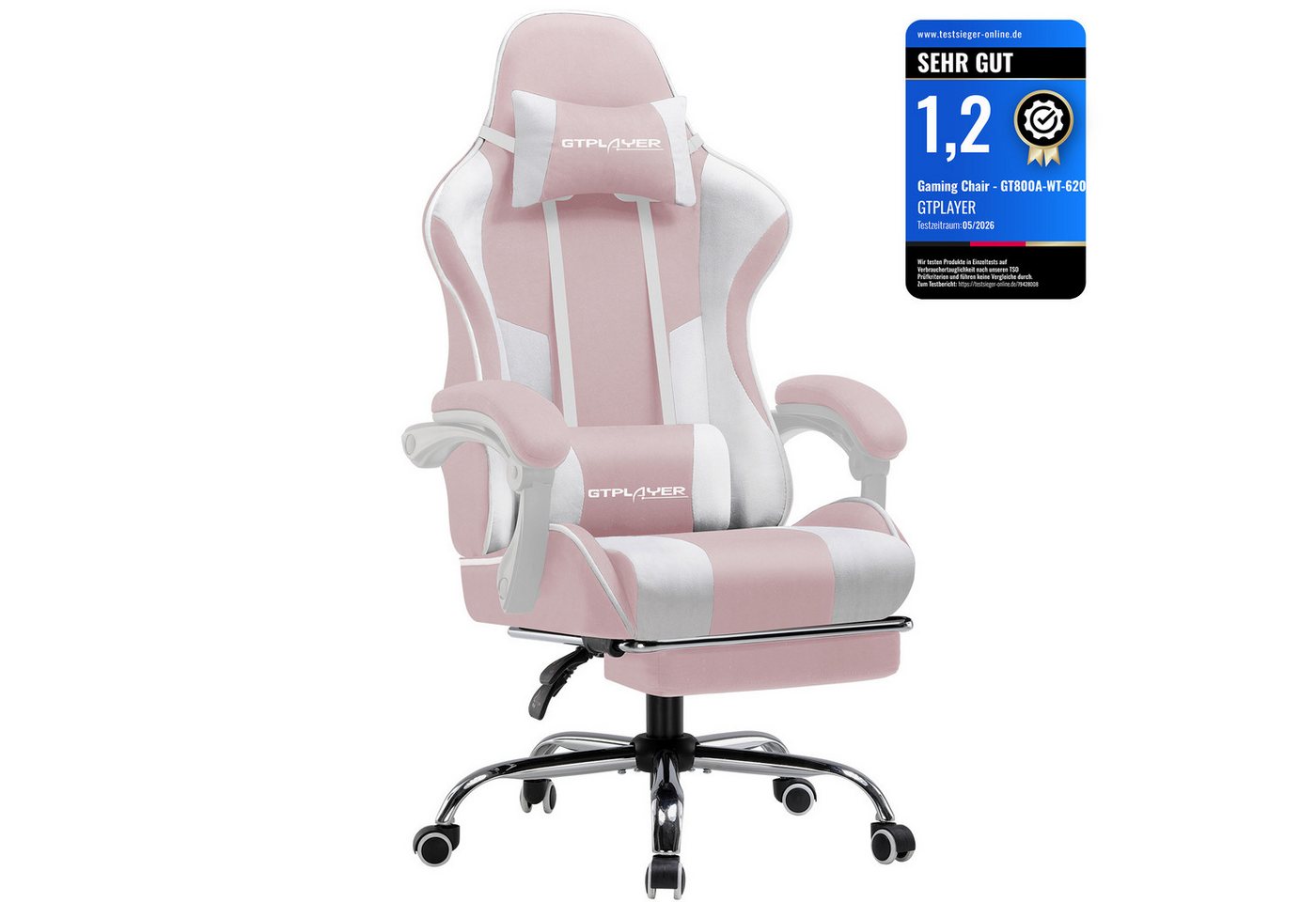GTPLAYER Gaming-Stuhl Bürostuhl mit Massagefunktion, Fußstütze, Kopfstütze (Packung), Ergonomischer Gamer Stuhl Maximale Belastung 150 kg, 360° drehbar