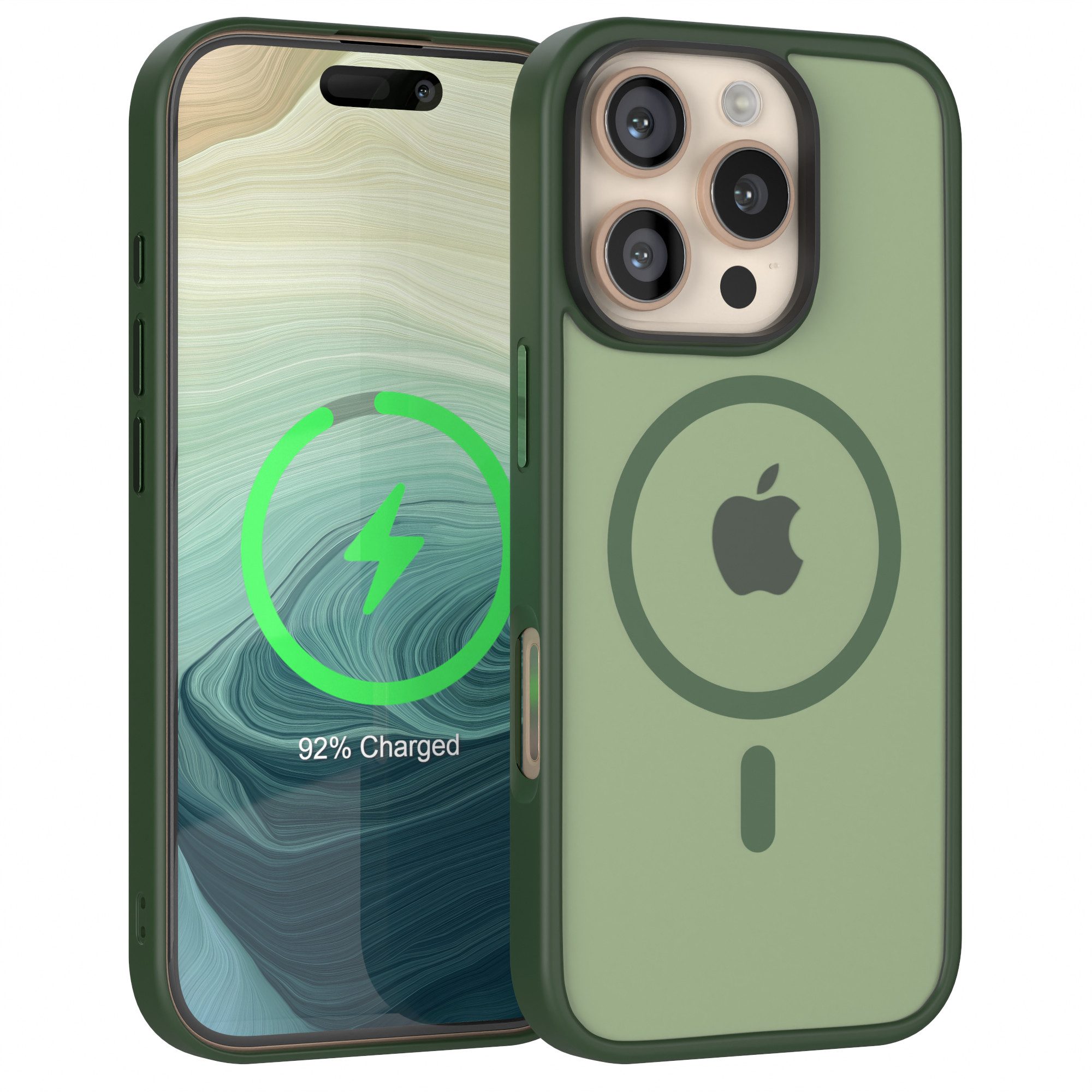 EAZY CASE Handyhülle Outdoor Case MagSafe für Apple iPhone 16 Pro 6,3 Zoll, Outdoor Handy Hülle Slim Cover MagSafe Etui Outdoorcase Dunkelgrün