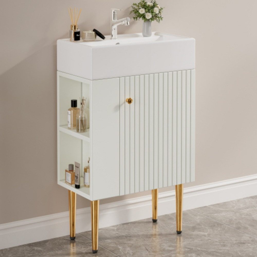 Totnz Waschtisch Badezimmermöbel Waschbecken mit Waschtischunterschrank 55 cm
