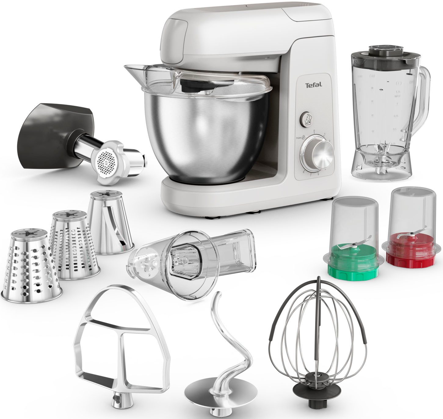 Tefal Küchenmaschine Bake Partner QB525B, inkl. Standmixeraufsatz und vollständigem Back-Kit, 1100 W, 4,6 l Schüssel, langlebiges Metallgetriebe, planetarisches Rührsystem