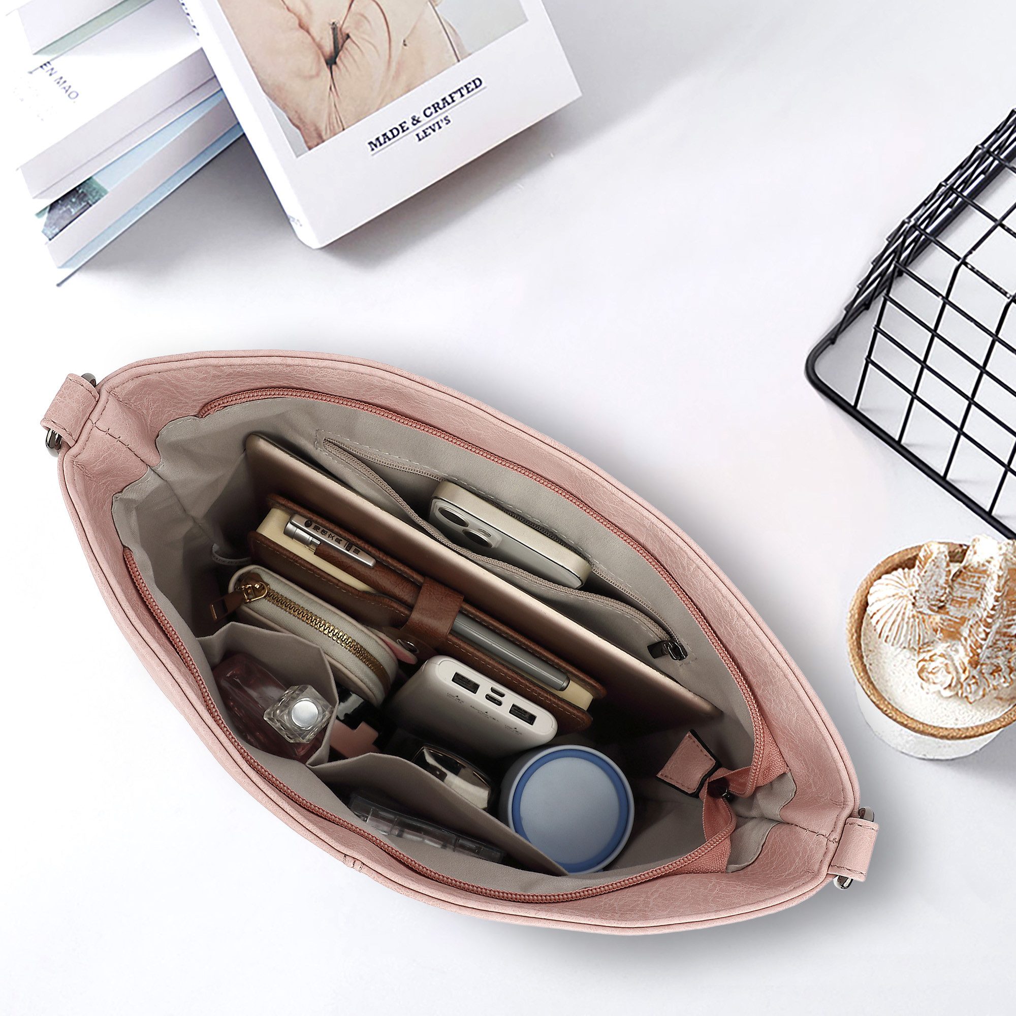 TAN.TOMI Schultertasche Damen Crossbody Bag Henkeltasche Mittel Umhängetasche, Mit Verstellbar Abnehmbar Für Pendeln Reise Campus Sport