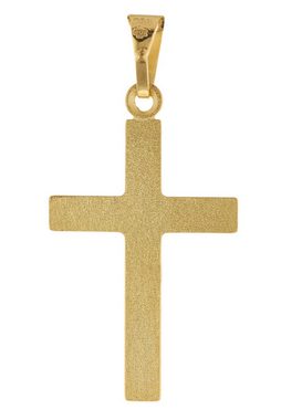 trendor Kette mit Anhänger Kreuz Gold 750 / 18 Karat mit goldplattierter Silberkette