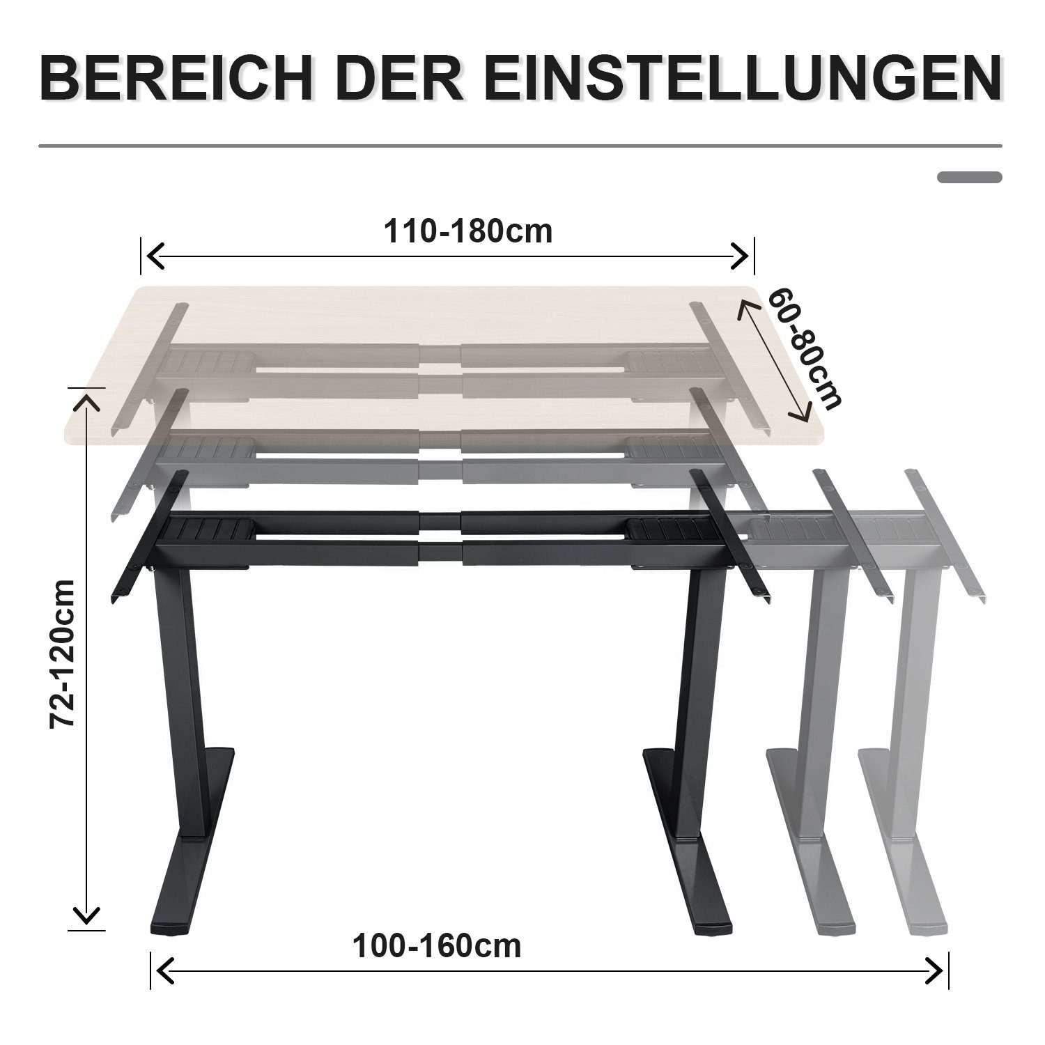 Schreibtisch Schreibtisch Elektrisch Gestell mit HOMALL 2 Höhenverstellbarer Schwarz Tisch Motoren