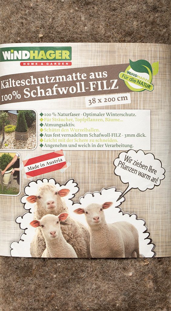 Windhager Winterschutzvlies aus Schafwolle, Filzmatte für Pflanzen, Kälteschutz und Unkrautschutz, (1-St), Gartenvlies erhältlich in 2 x 0,38 m