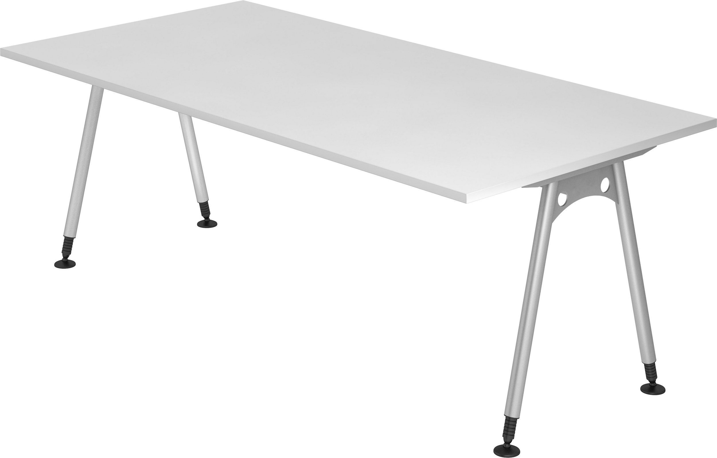 bümö Schreibtisch Schreibtisch Serie-A, Rechteck: 200 x 100 cm - Dekor: Weiß