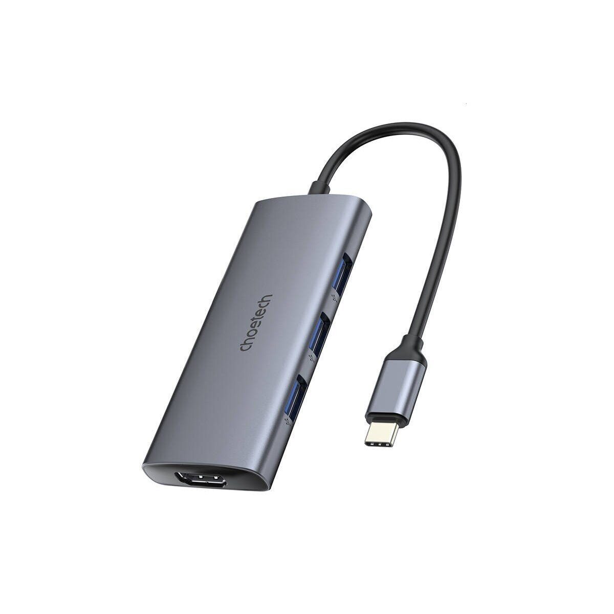 7w1 Adapter USB-HUB Choetech USB-C (silber) USB-Adapter