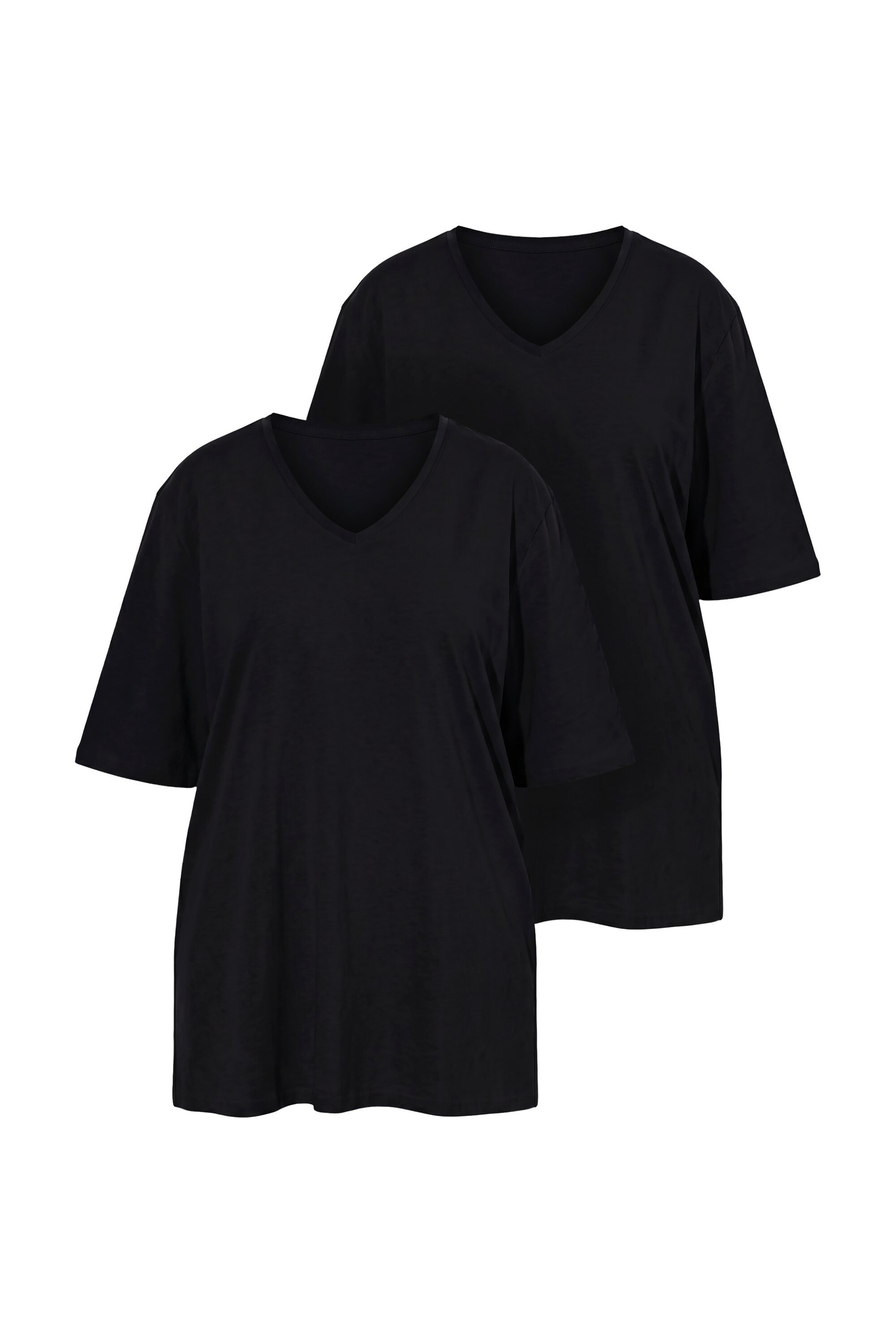 Ulla Popken T-Shirt T-Shirt 2er-Pack V-Ausschnitt Halbarm