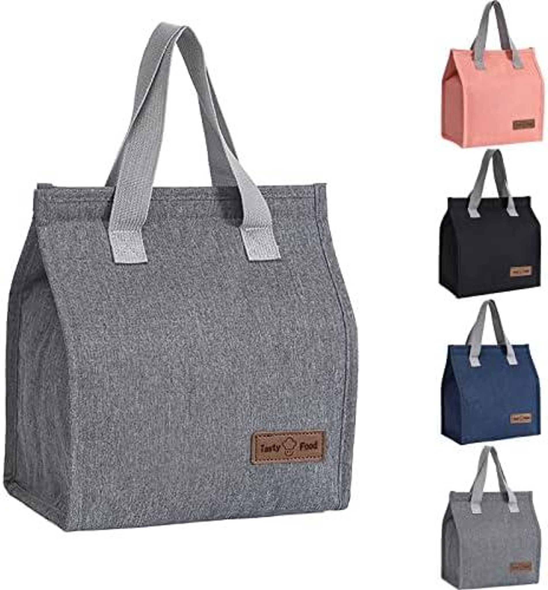 FELIXLEO Einkaufsbeutel Lunch Tasche Kühltasche Faltbar Thermo Tasche Arbeit Schule Grau