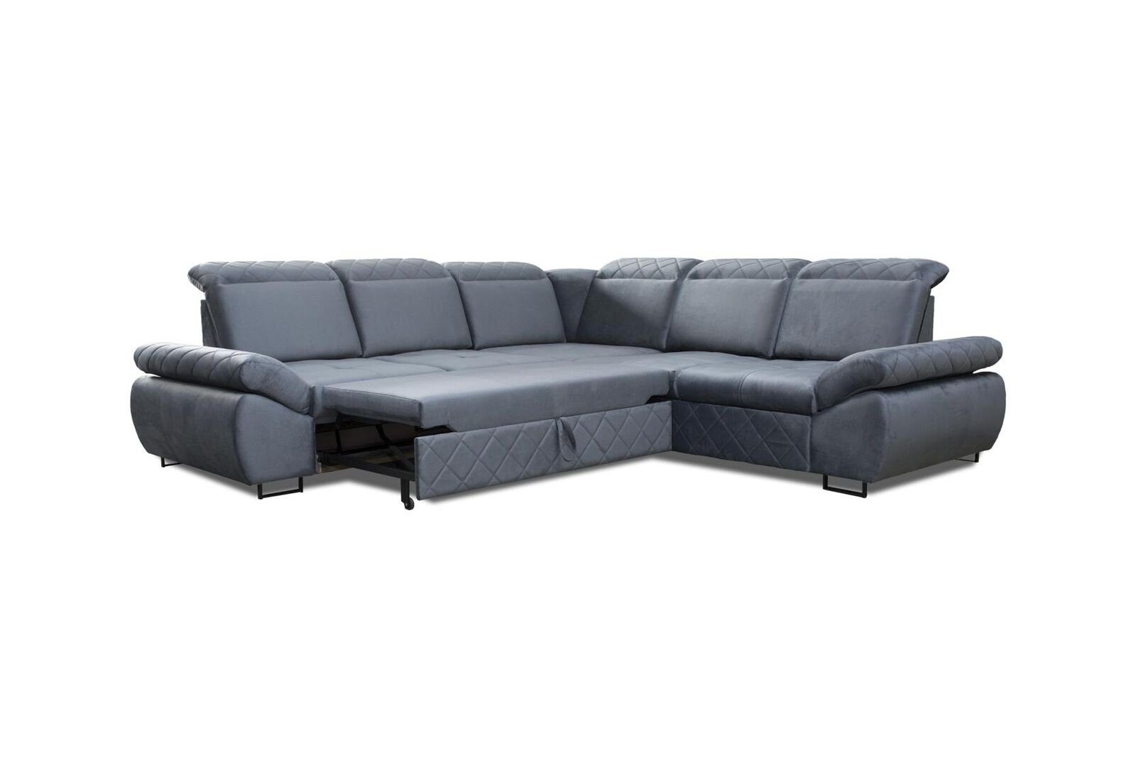 JVmoebel Ecksofa Bettfunktion Ecksofa, Couchs Textil Design Mit Neu LForm Blau Moderne Möbel Sofas Wohnzimmer
