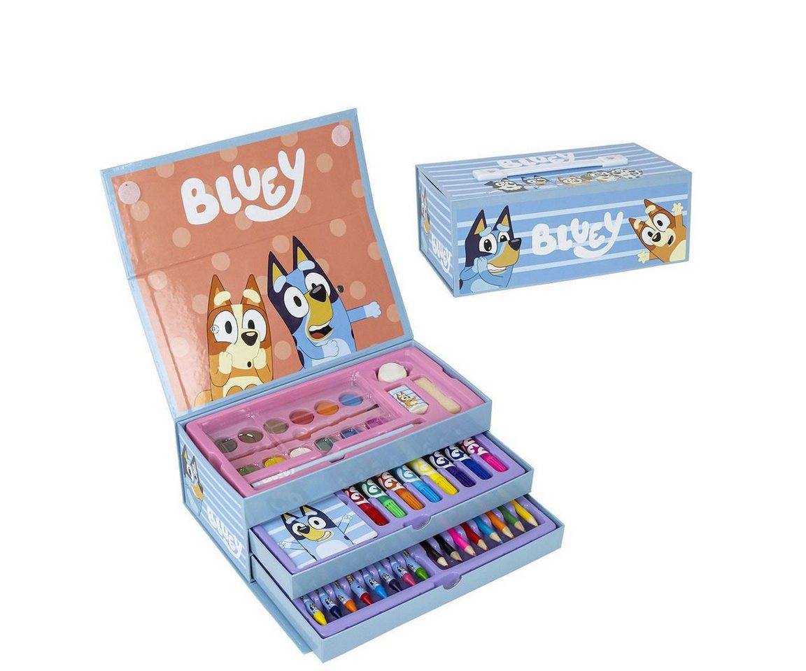 Bluey Buntstift Malkasten für Kinder – 7 Farben + Schublade für kreatives Spielen
