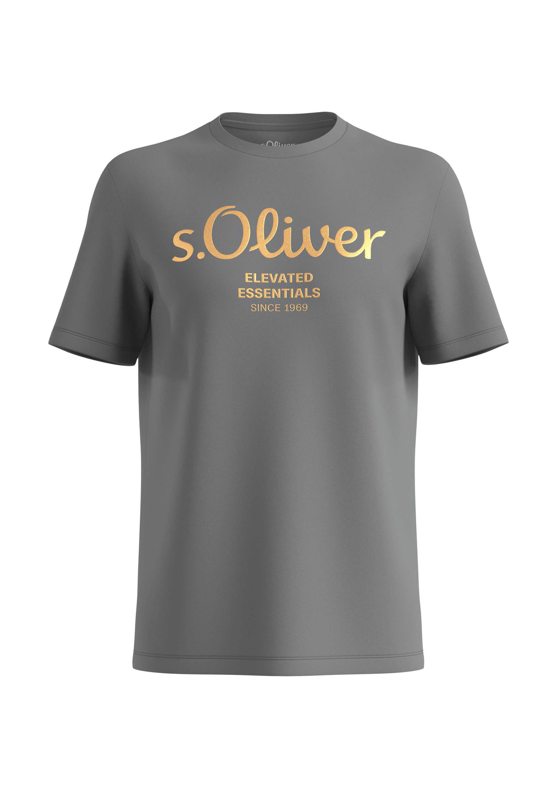 s.Oliver Kurzarmshirt T-Shirt T-Shirt aus Baumwolle mit Label-Print