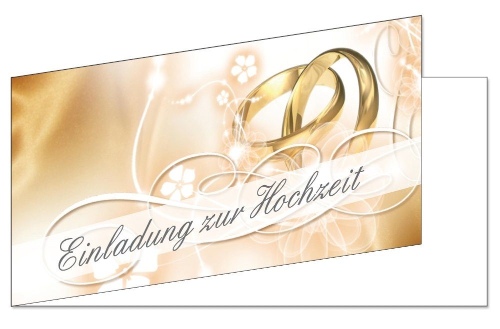 LYSCO Einladungskarten Einladungen zur Hochzeit Ehepaar Ringe Trauung Ehe DIN lang, Liebe Rosen Blumen Brautkleid Hochzeitstorte Ringe Gäste