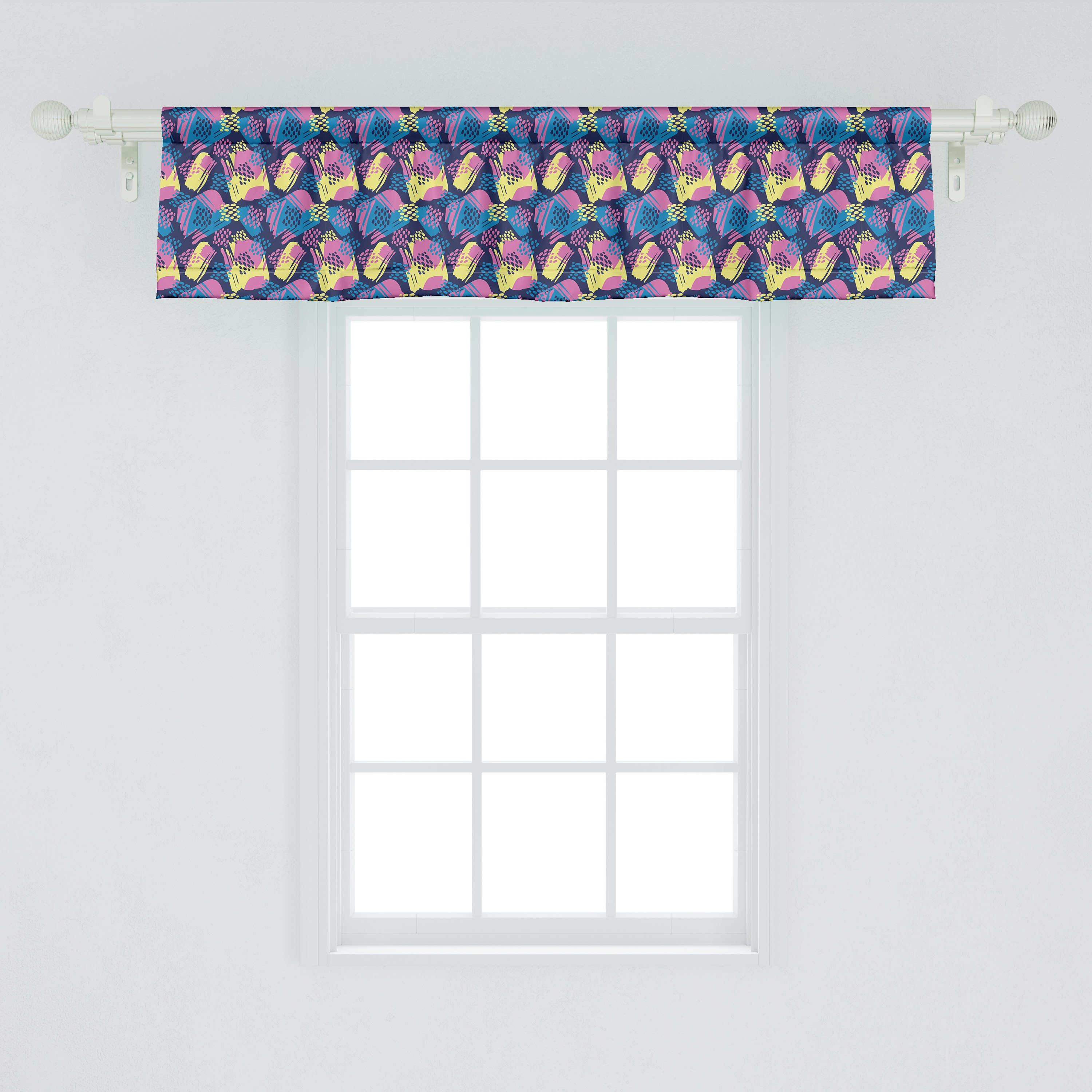 Scheibengardine Vorhang Microfaser, Stangentasche, mit für Volant Graffiti-Zeichnung Schlafzimmer Abakuhaus, Abstrakte Küche Dekor Bunt