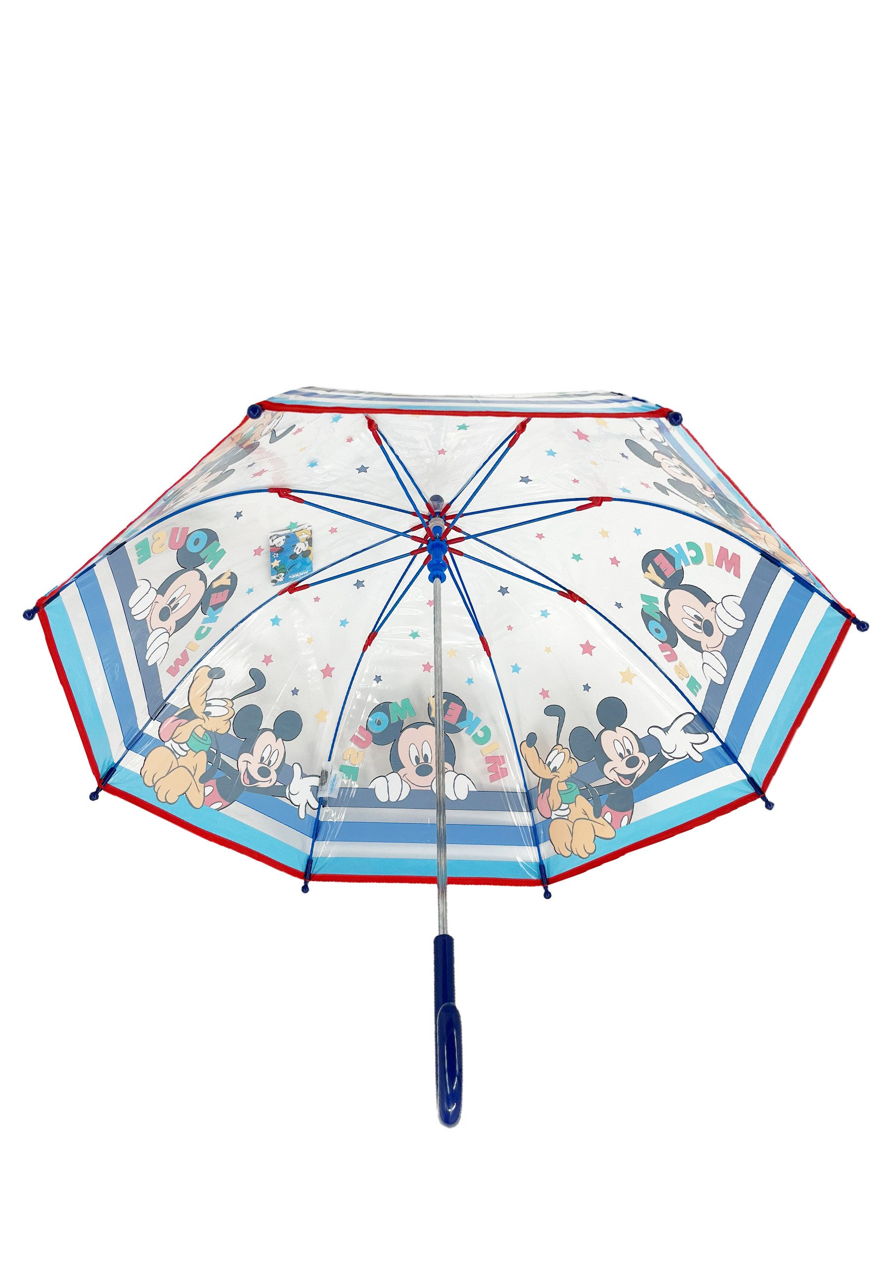 Disney Mickey Mouse Stockregenschirm Kinder Regenschirm transparent mit Metallgestell, windfest