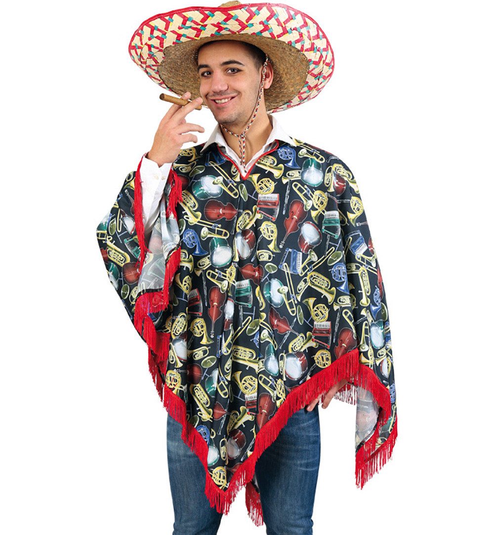 Fries Kostüm Herren Musik Poncho Gr. XL Halloween Karneval Fasching