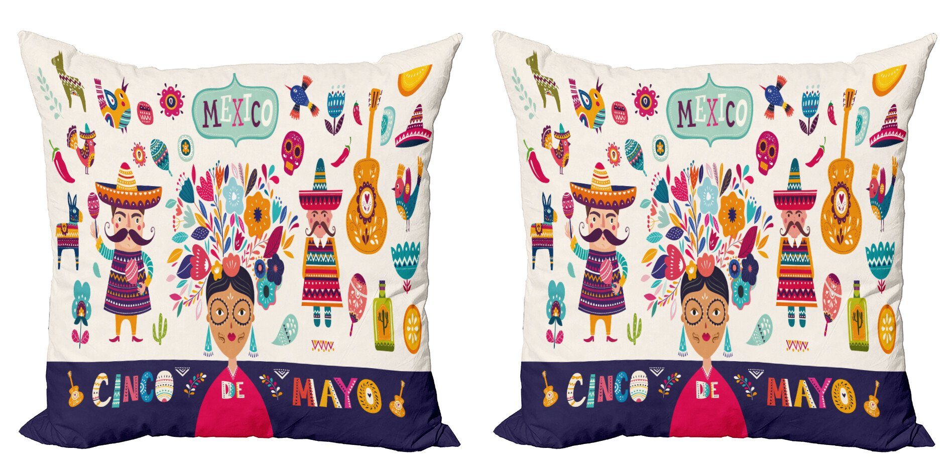 Kissenbezüge Modern Accent Doppelseitiger Digitaldruck, Abakuhaus (2 Stück), Cinco de Mayo Mexikanische Kultur Kunst