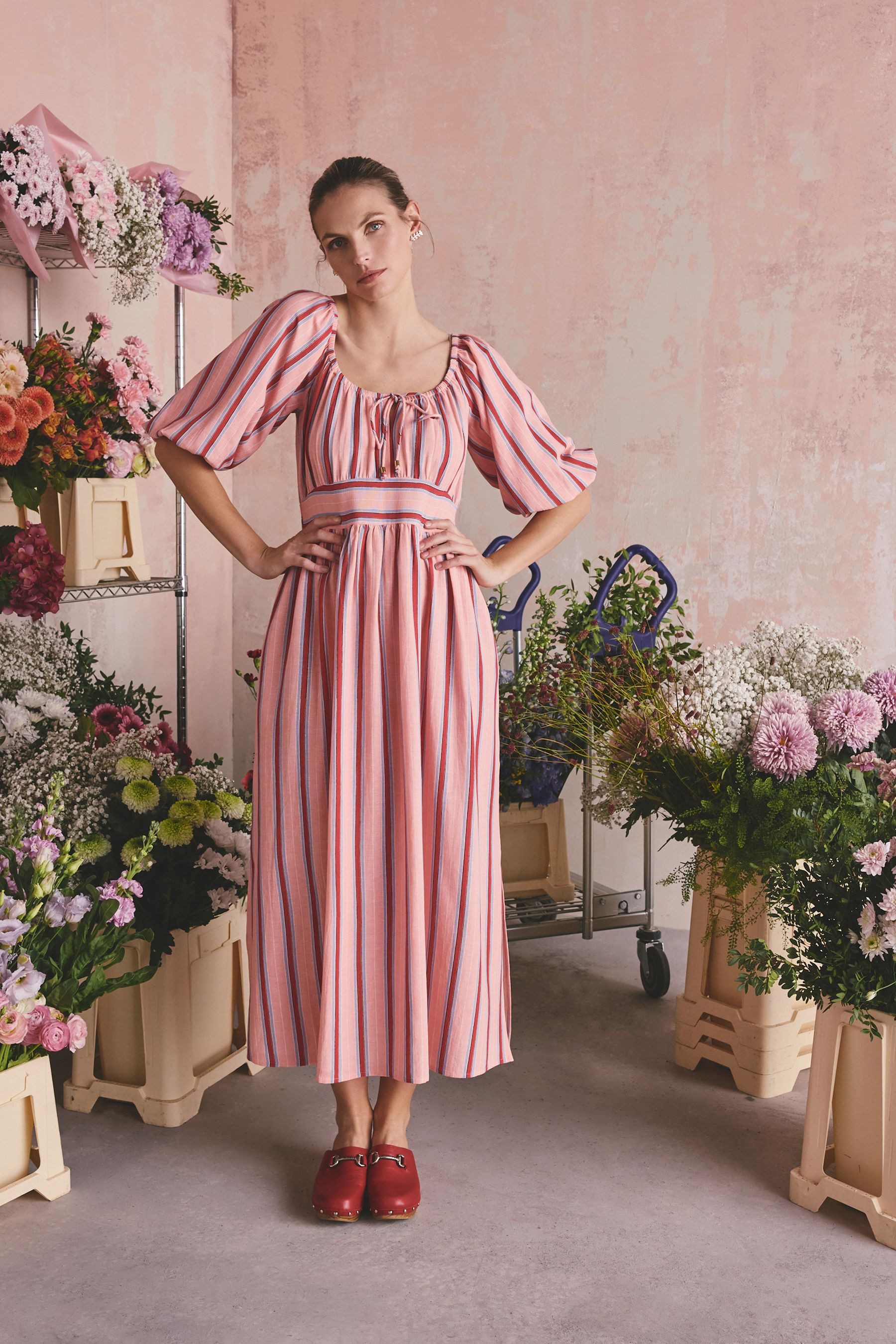 Cath Kidston Midikleid Cath Kidston Viskose-Midikleid mit Ballonärmeln (1-tlg)